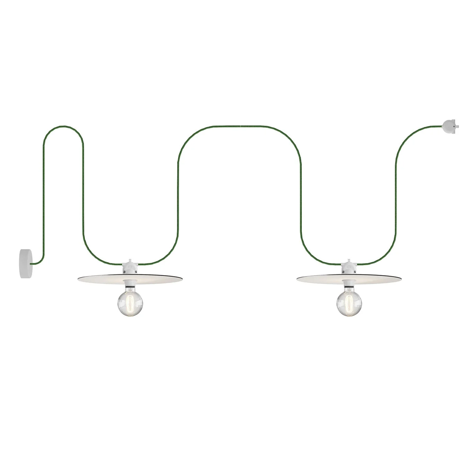 Modulair outdoor string light IP65 with 2 lampshades and ceiling rose - White