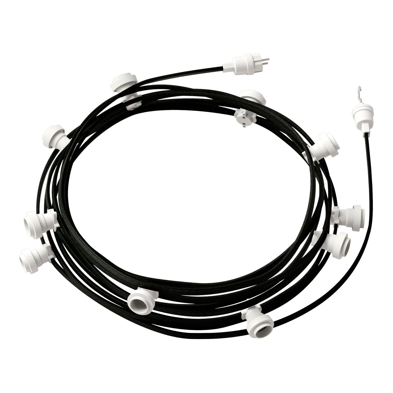 Lumet String light system 12.5 m with CM04 fabric cable, 10 lamp holders, white hook and plug