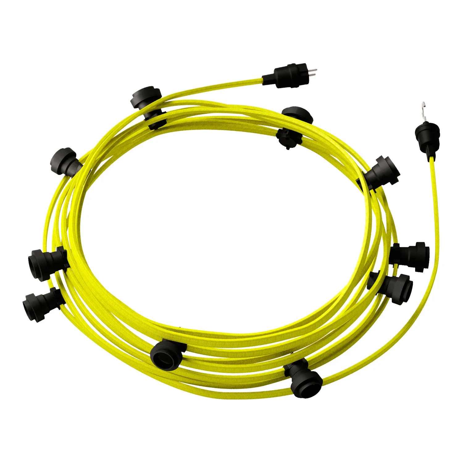 String light Lumet System 12.5 m with textile cable CF10, 10 lamp holders, black hook and plug