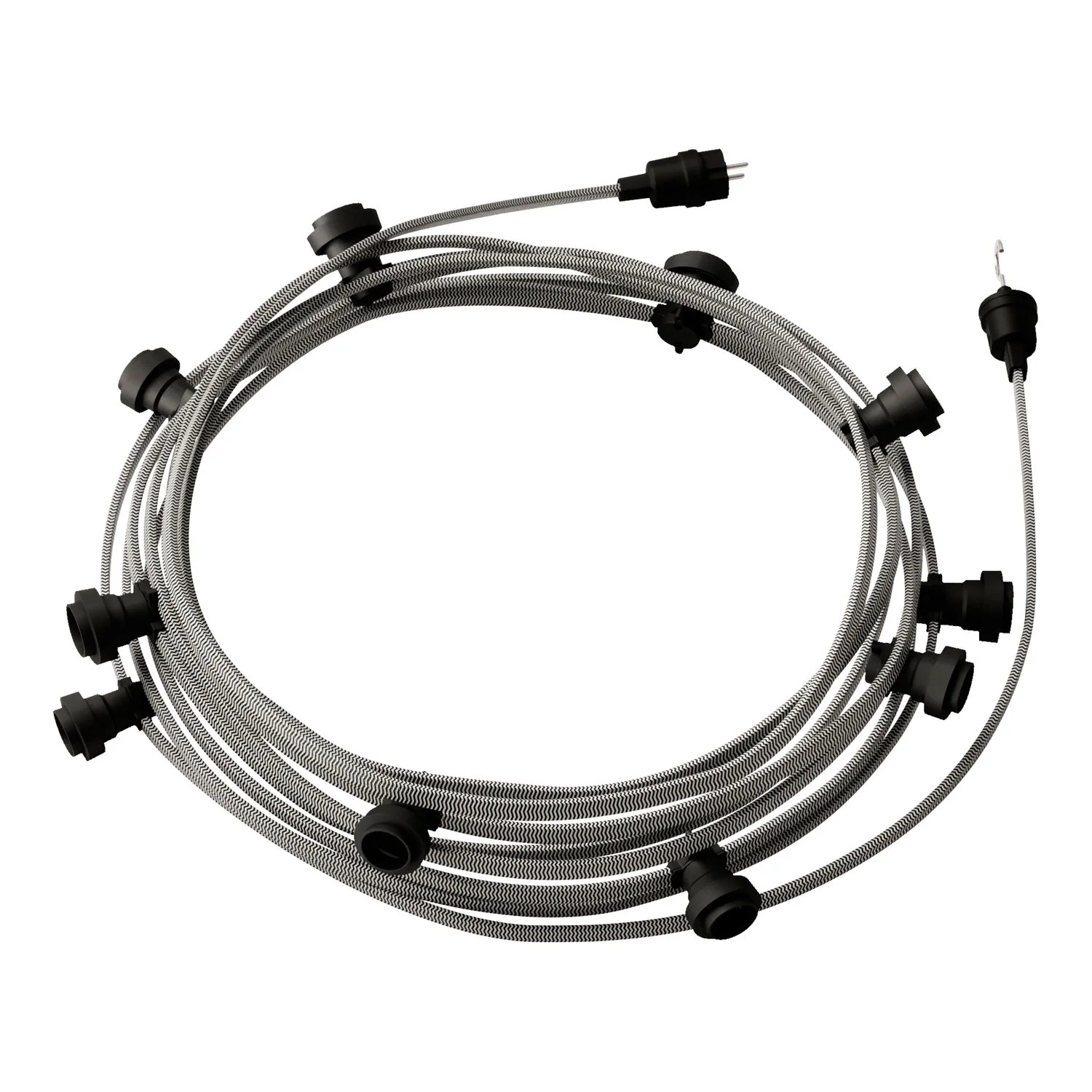 String light Lumet System 12.5 m with textile cable CZ04, 10 lamp holders, hook and black plug