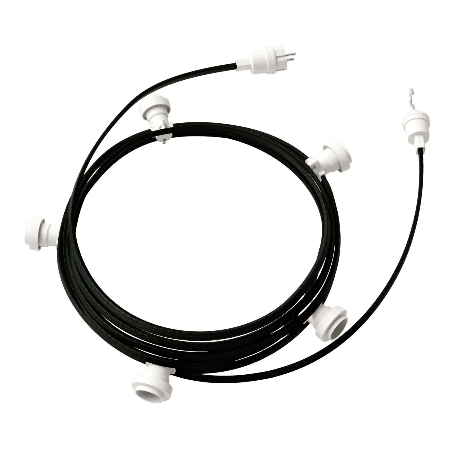Lumet String light system 7.5 m with CM04 textile cable, 5 lamp holders, white hook and plug