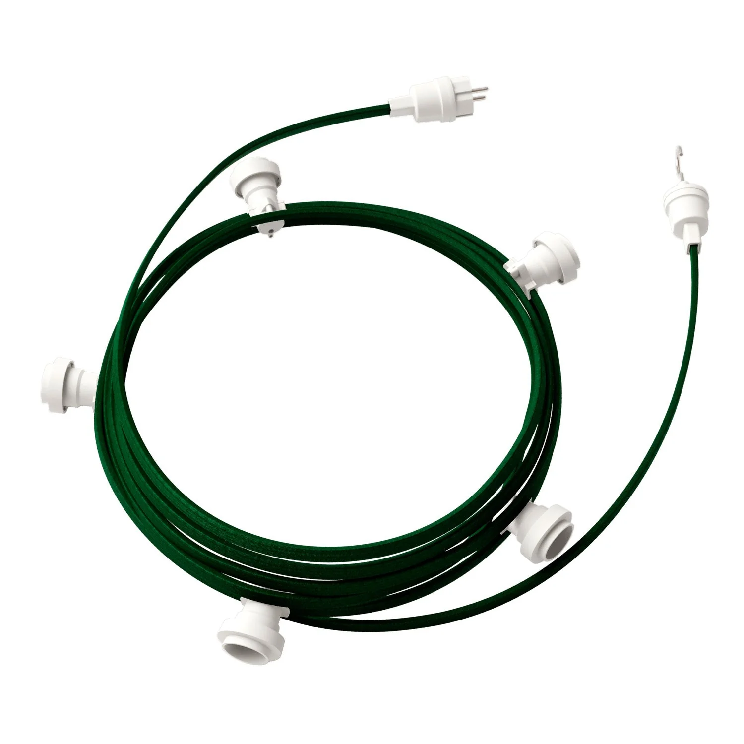 Lumet String light system 7.5 m with CM21 textile cable, 5 lamp holders, white hook and plug