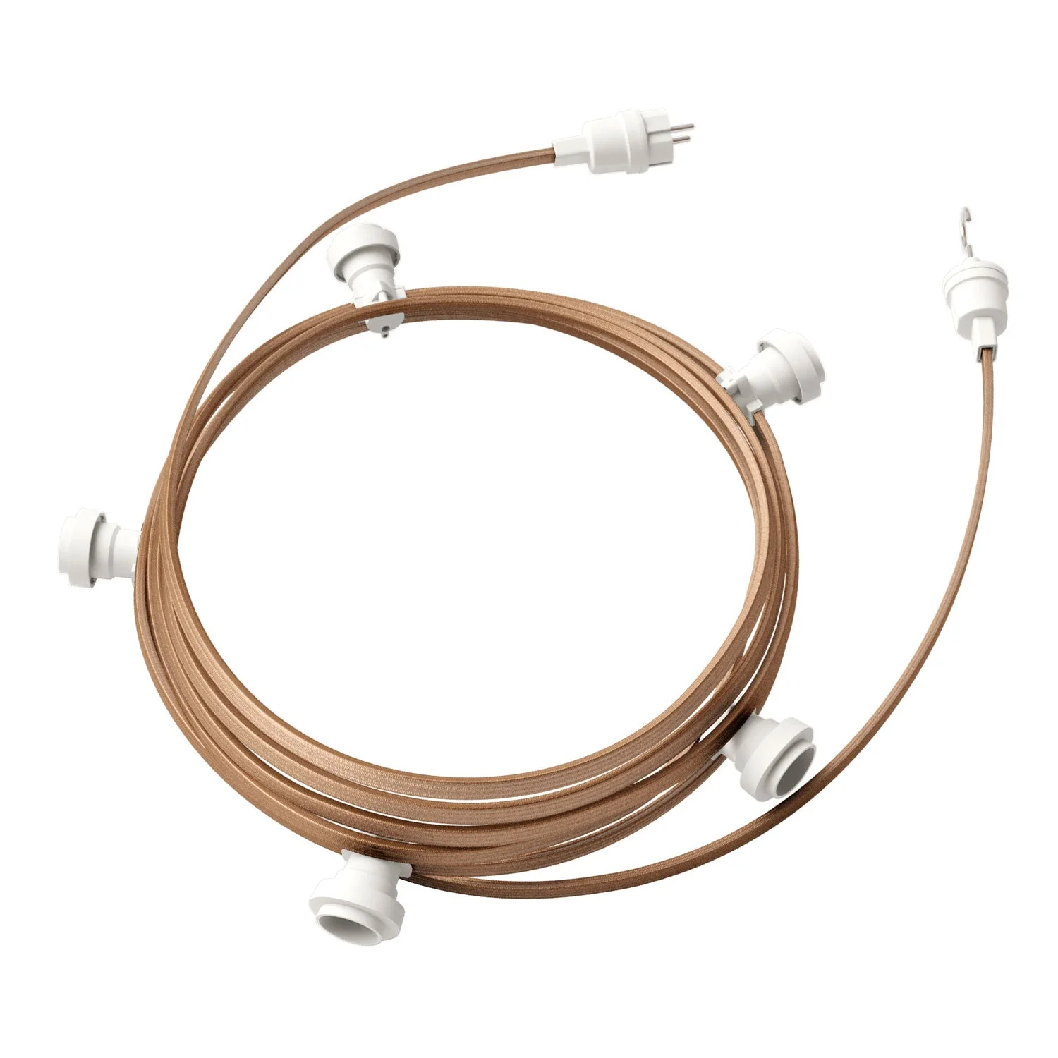 Lumet String light system 7.5 m with CM27 fabric cable, 5 lamp holders, white hook and plug