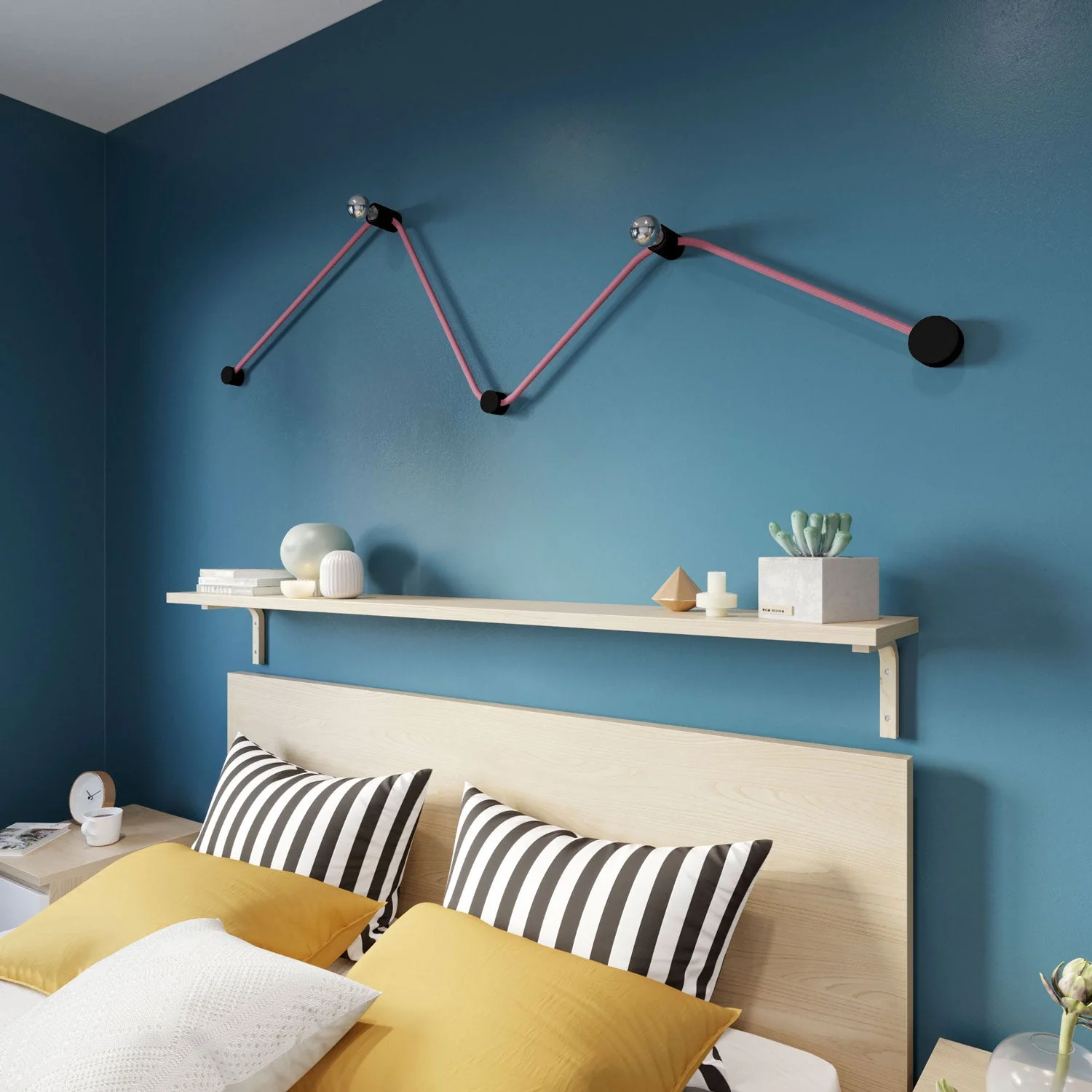 Filé Wiggle Kit system - with 3 m CM16 cable for string light and 5 black painted wooden components for interiors - Image 2
