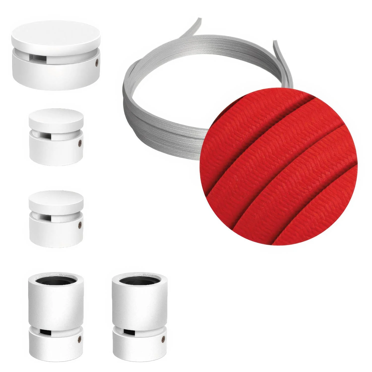 Filé Wiggle System Kit - with 3 m CM09 cable for string light and 5 white painted wooden components for interiors