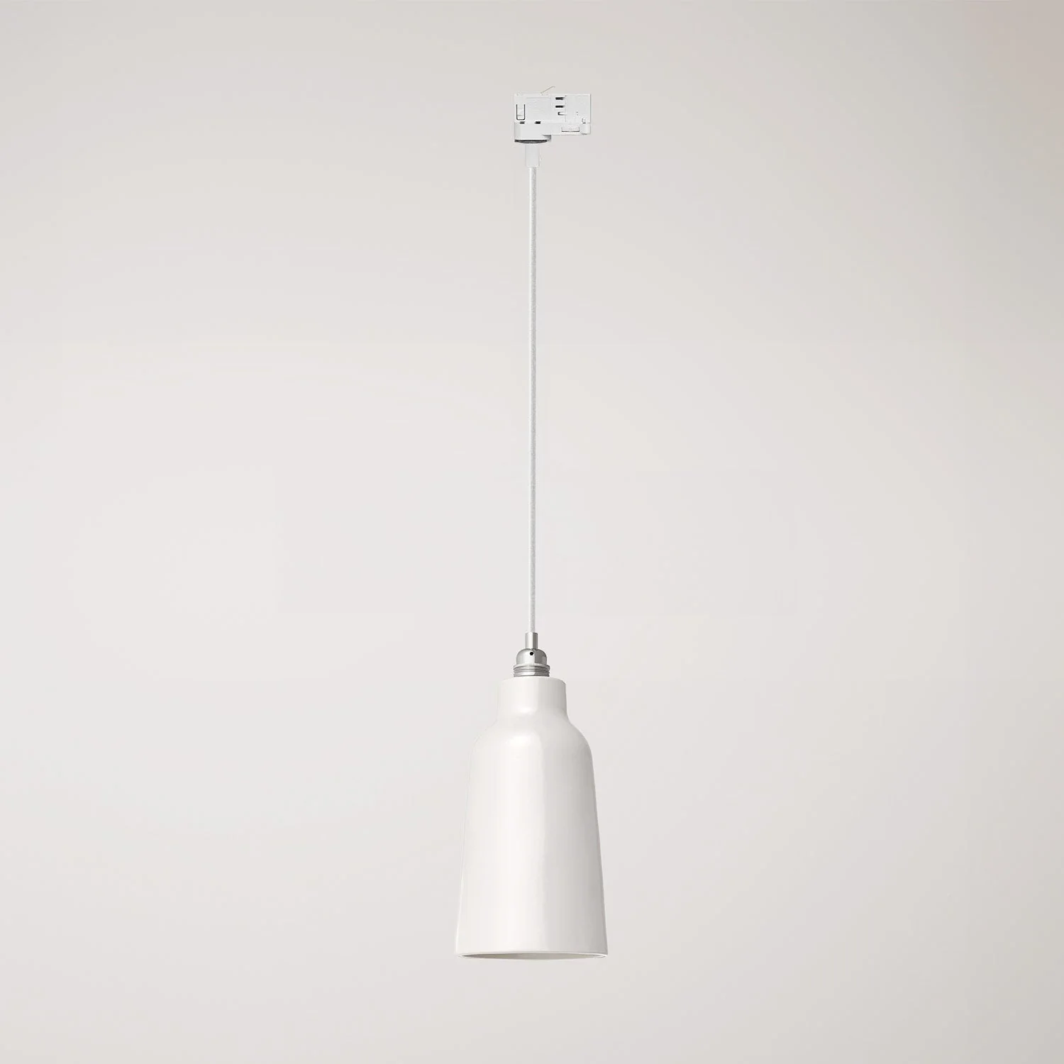 Pendant lamp with Bottle lampshade and track adapter - Glossy white