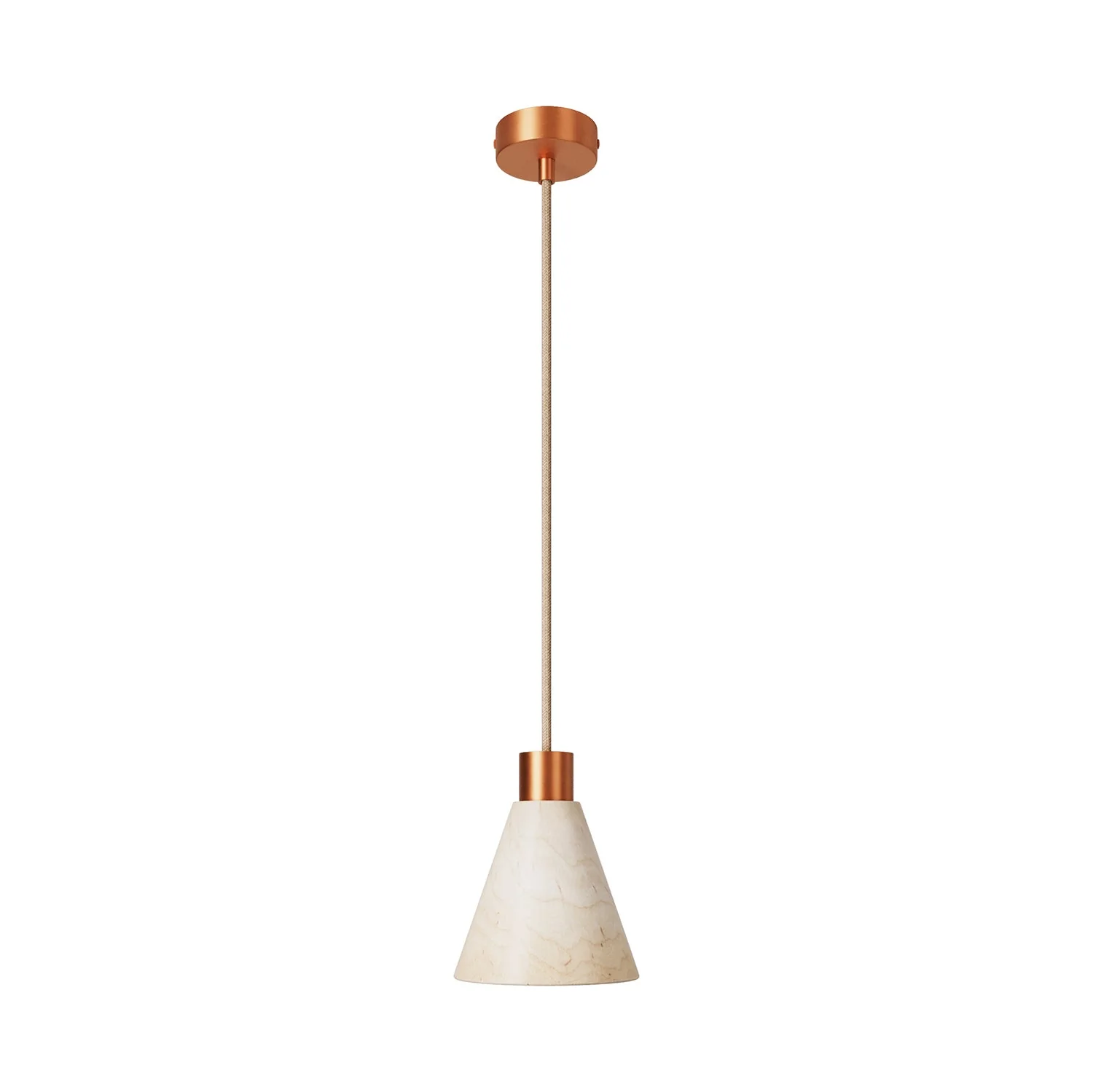 Pendant lamp with conical wooden lampshade – Satin copper