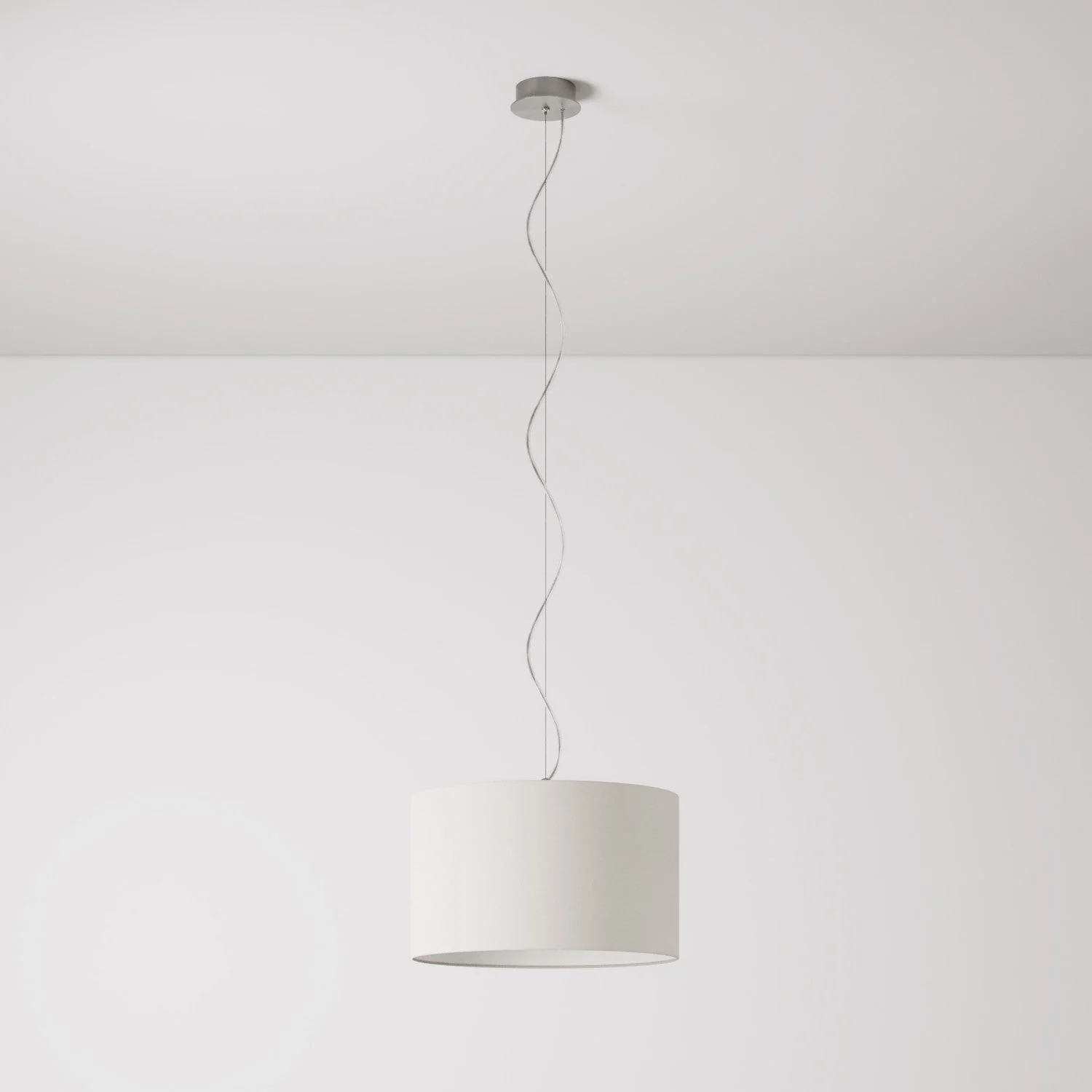 Pendant lamp with Cilindro Small Arenal sand fabric lampshade - Made in Italy