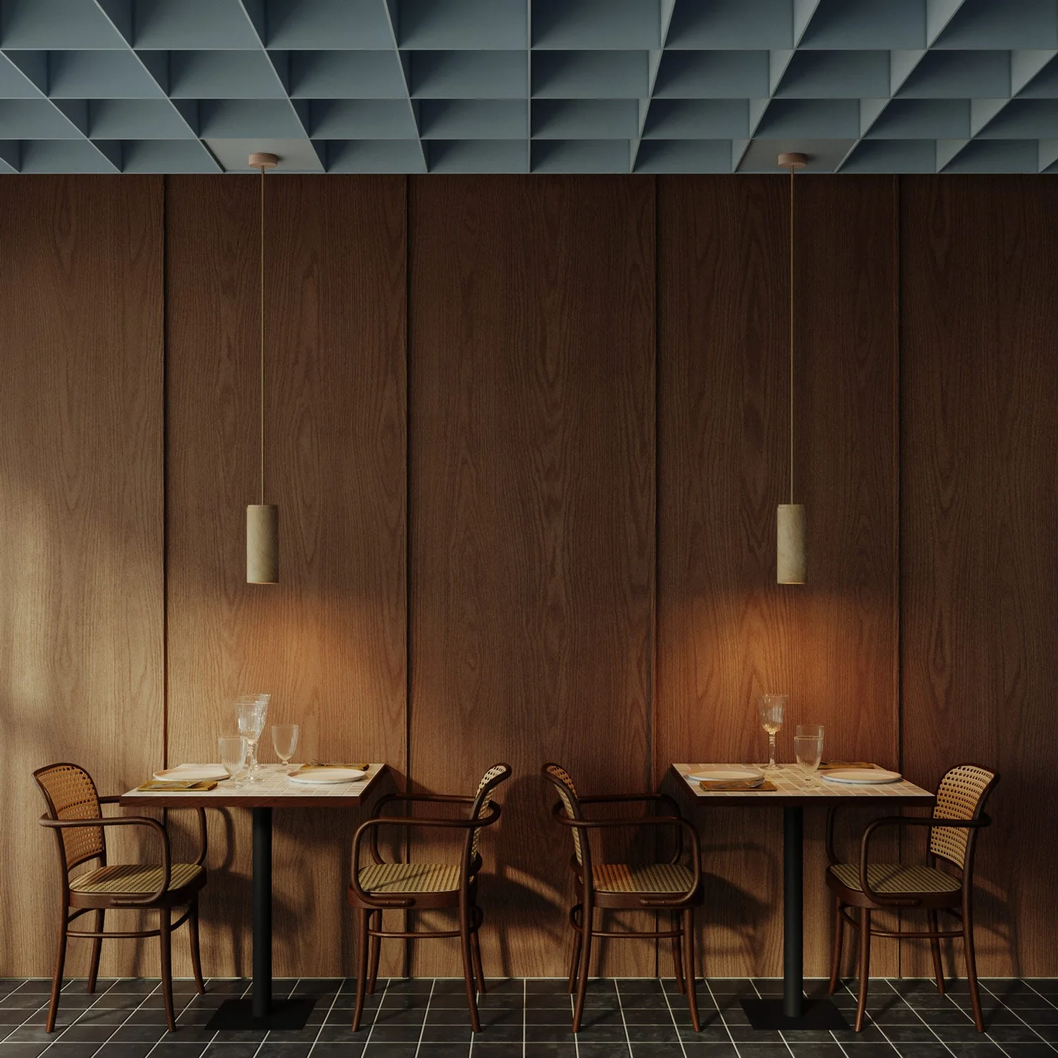 Suspension lamp with wooden lampshade for Tub-E27 spotlight - Image 2