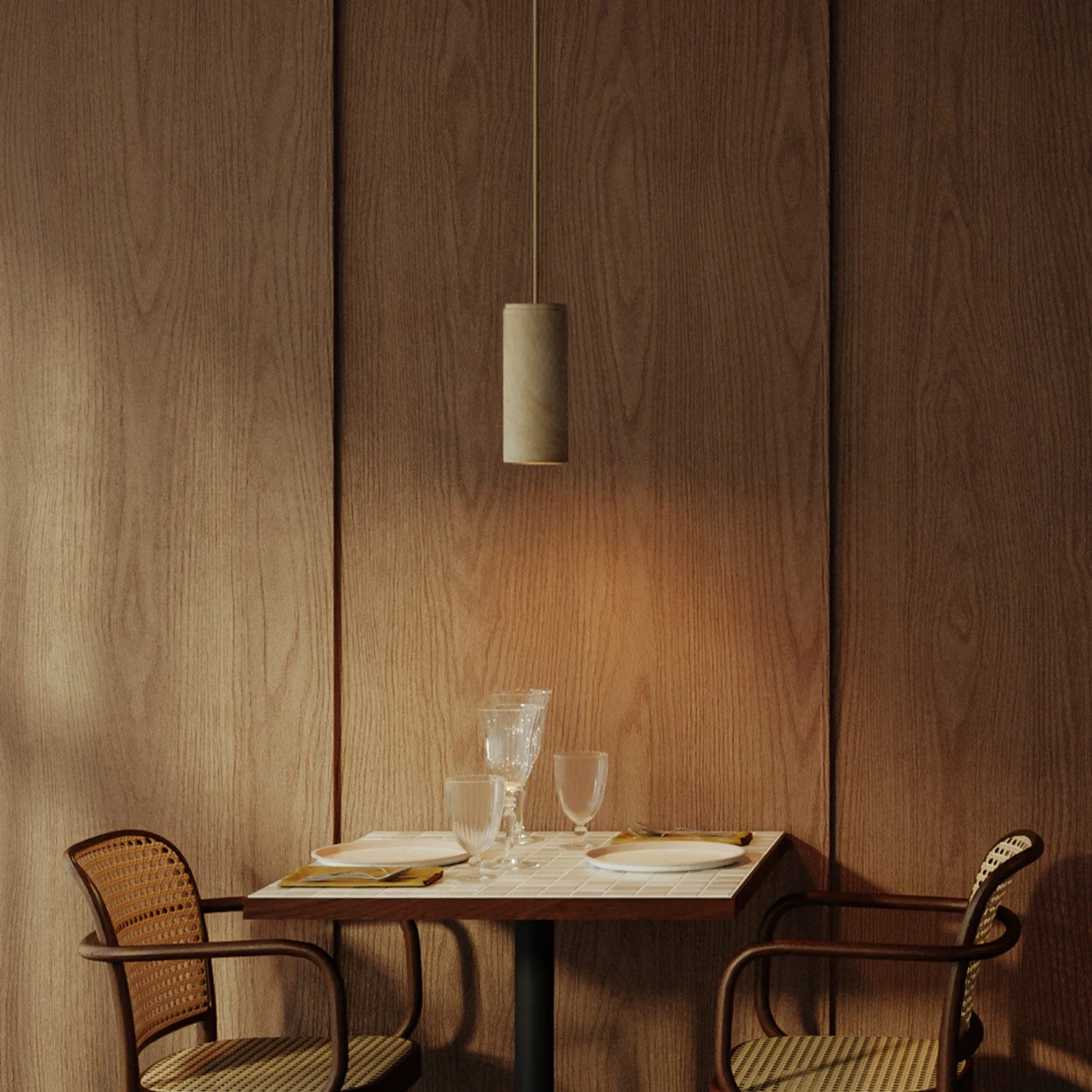 Suspension lamp with wooden lampshade for Tub-E27 spotlight - Image 3