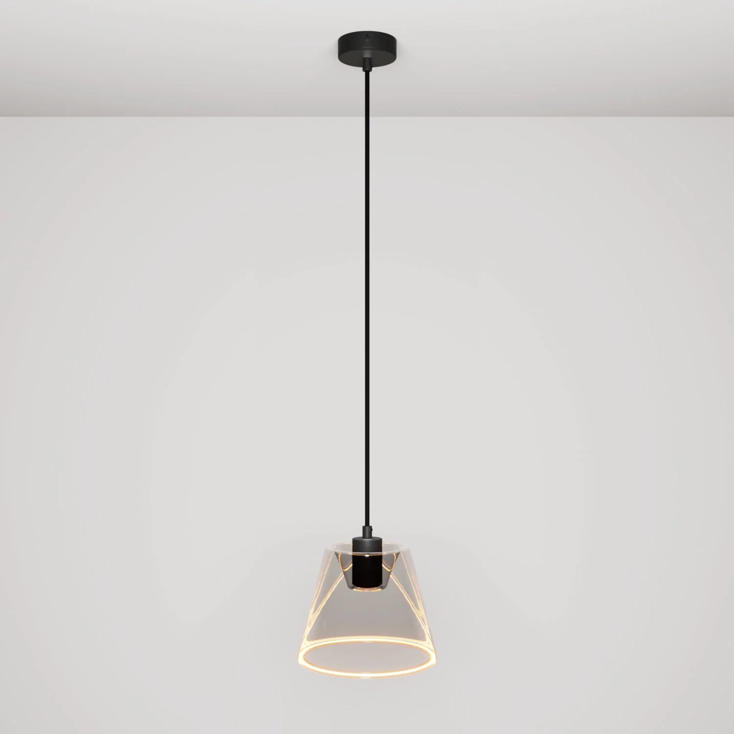 Pendant lamp with Ghost cone-shaped smoky light bulb - Black