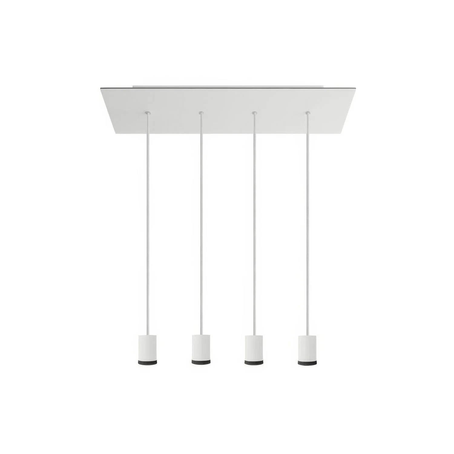 Pendant spotlight lamp with 4 drops GU1d0 and XXL Rose-One rectangular ceiling rose 675 mm - Matt white