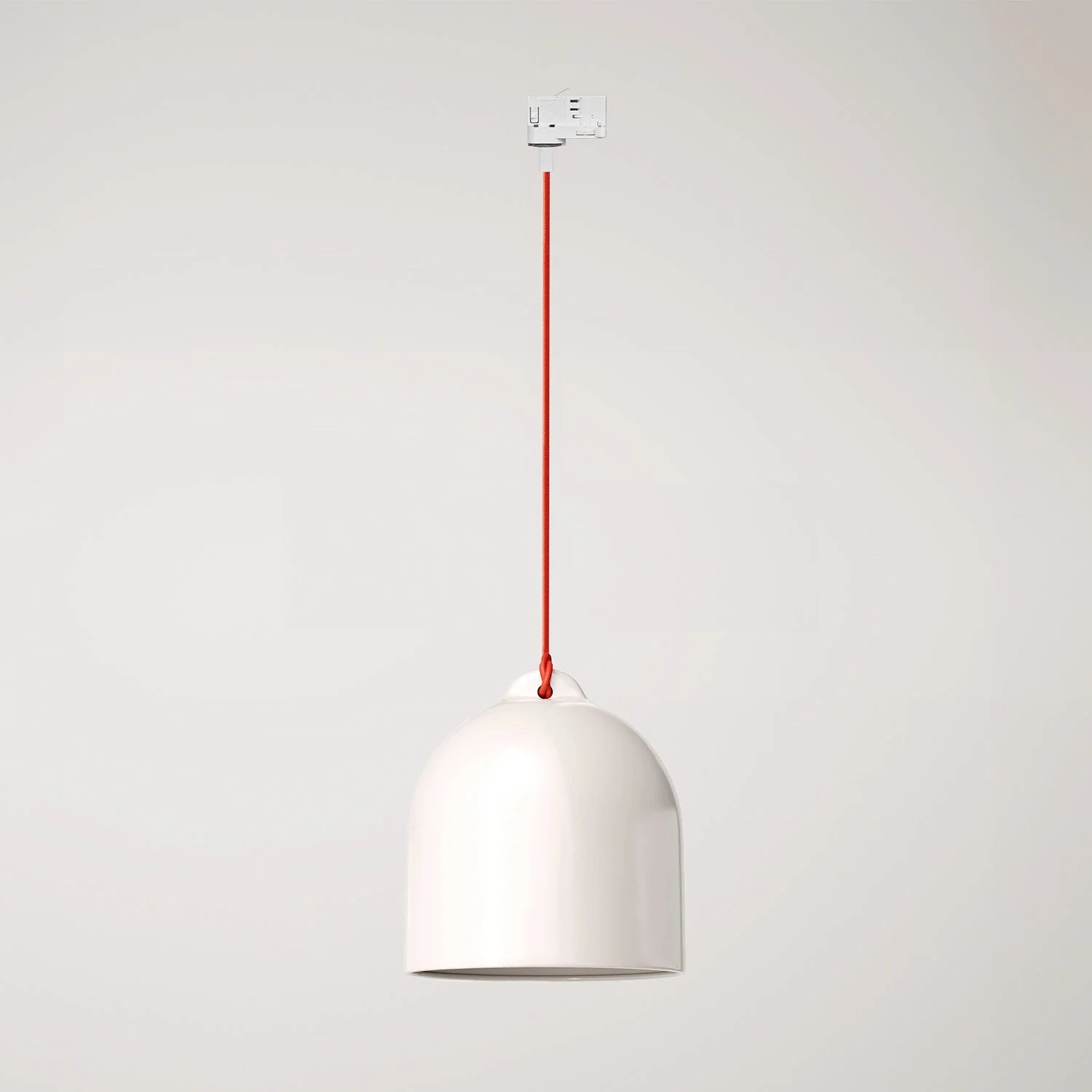 Suspension for tracks with Campana M ceramic lampshade – Glossy white