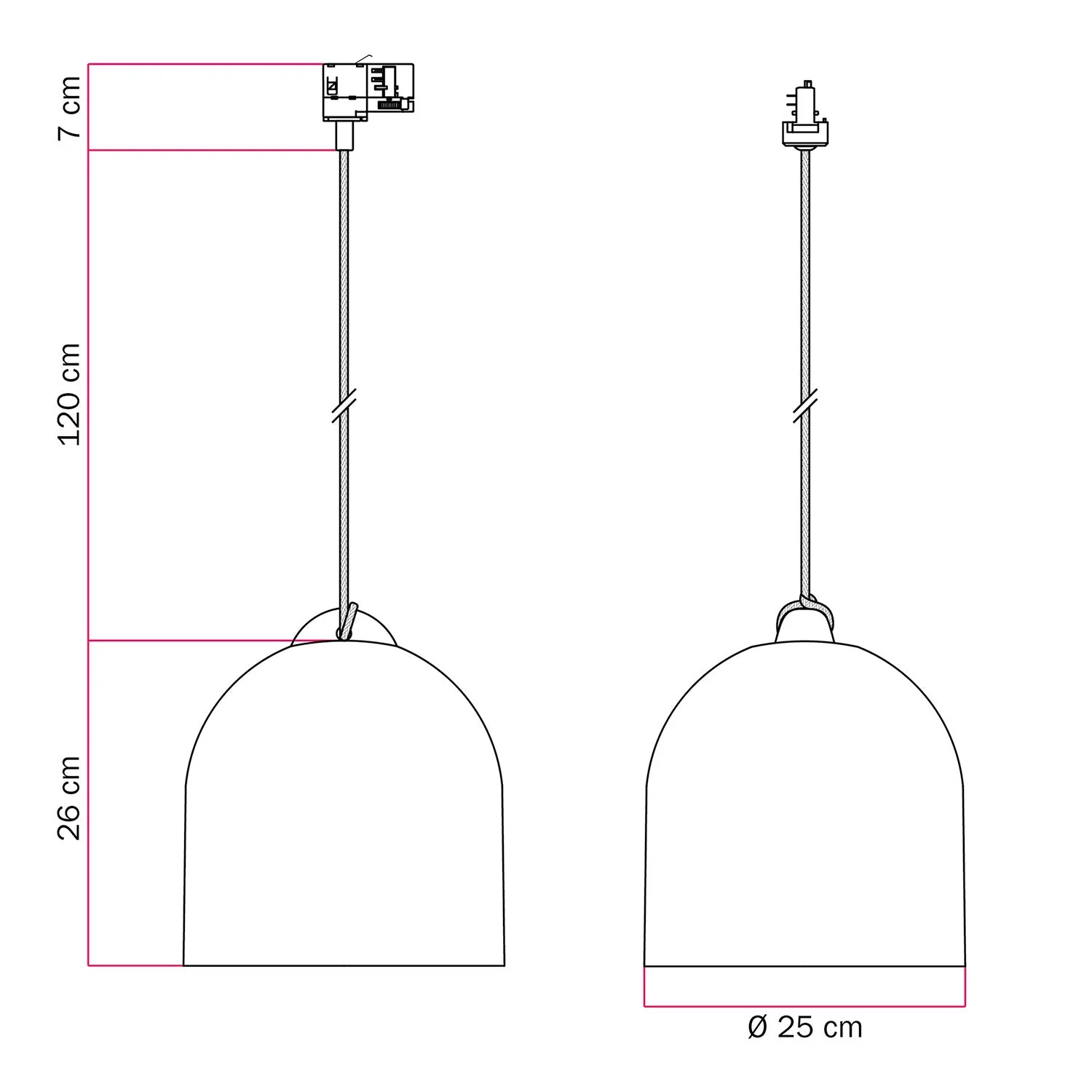 Suspension for tracks with Campana M ceramic lampshade – Glossy white - Image 6