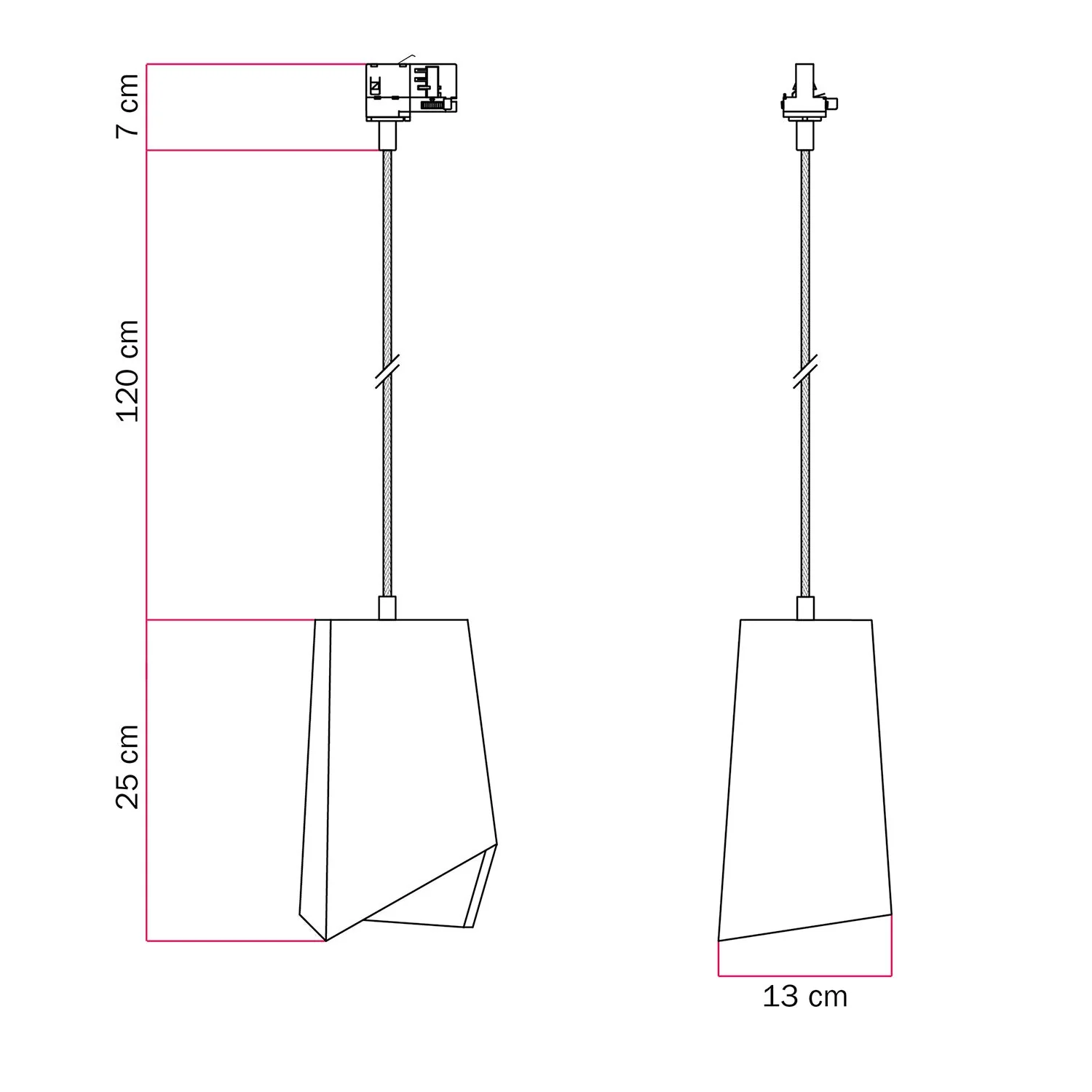 Track suspension with Prisma lampshade in concrete - Light concrete - Image 6