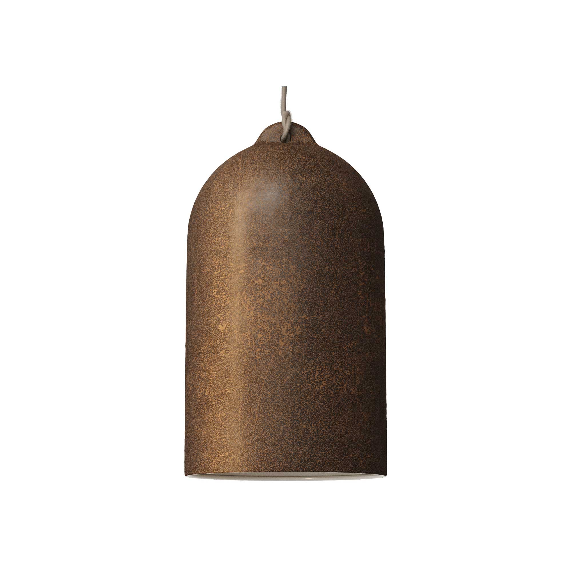Pendant lamp complete with fabric cable and XL Bell ceramic lampshade – Corten effect