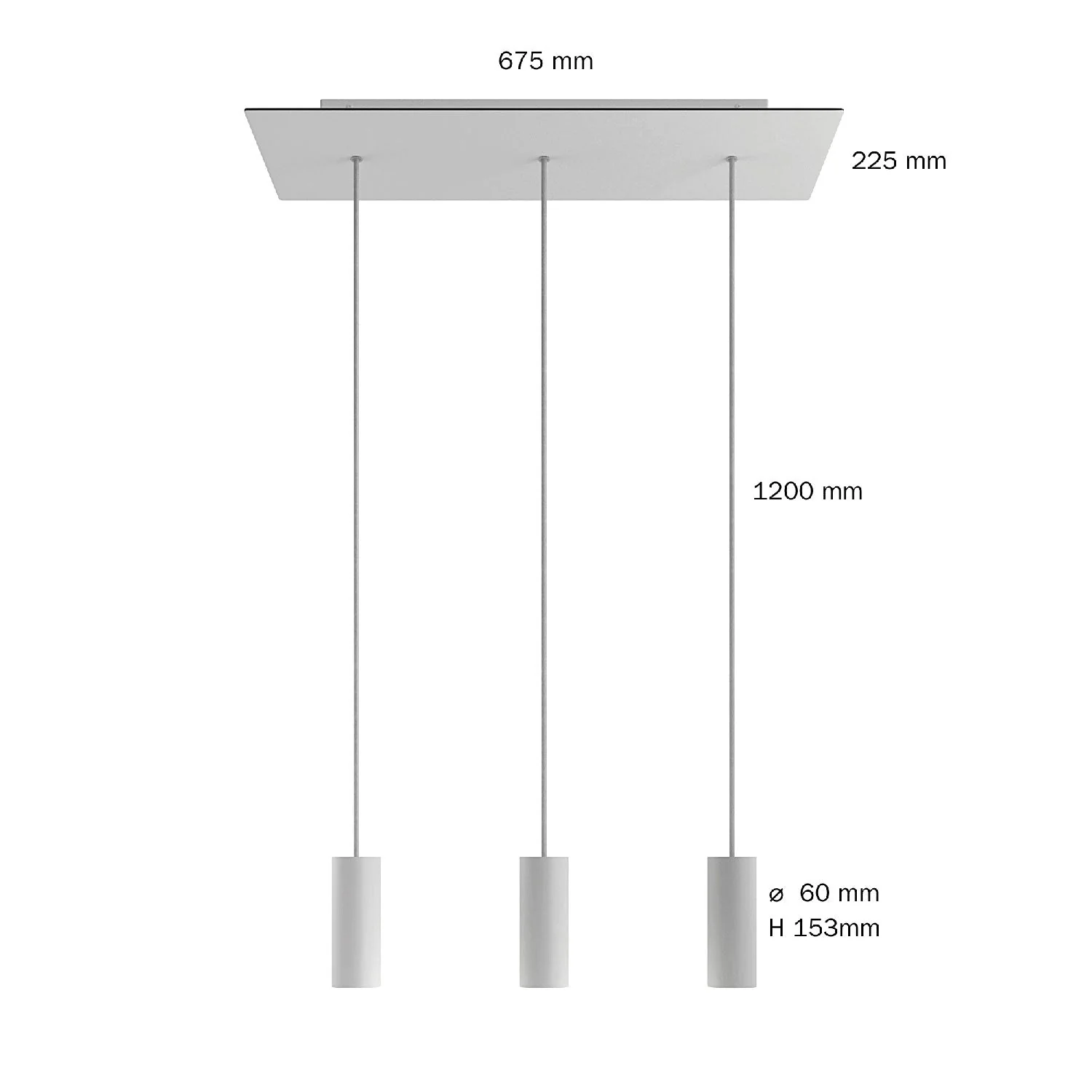 3-drop pendant lamp with XXL Rose-One rectangular 675 mm and Tub-E14 metal lampshade - Satin steel - Image 6
