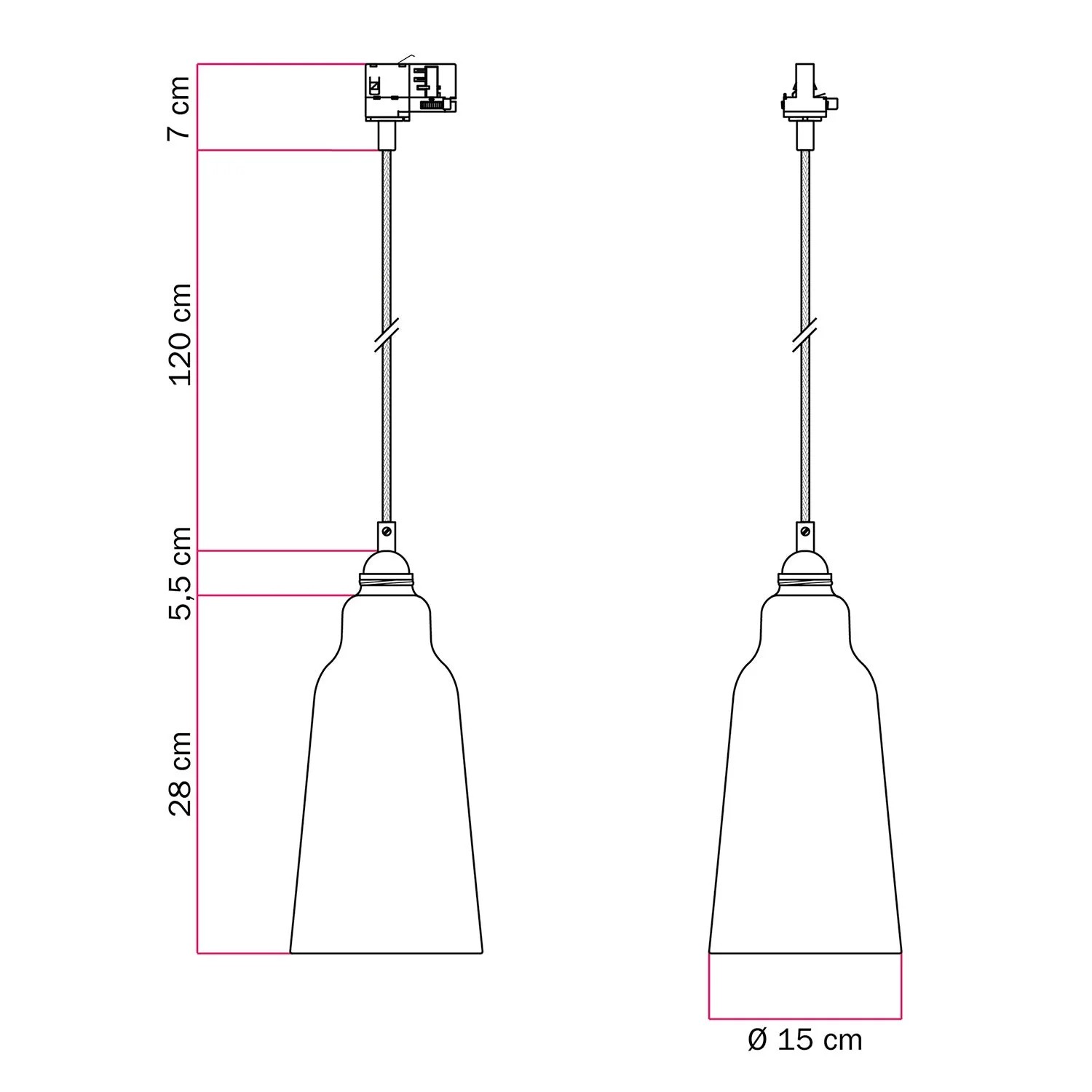 Pendant lamp with Bottle lampshade and track adapter – Corten effect - Image 6