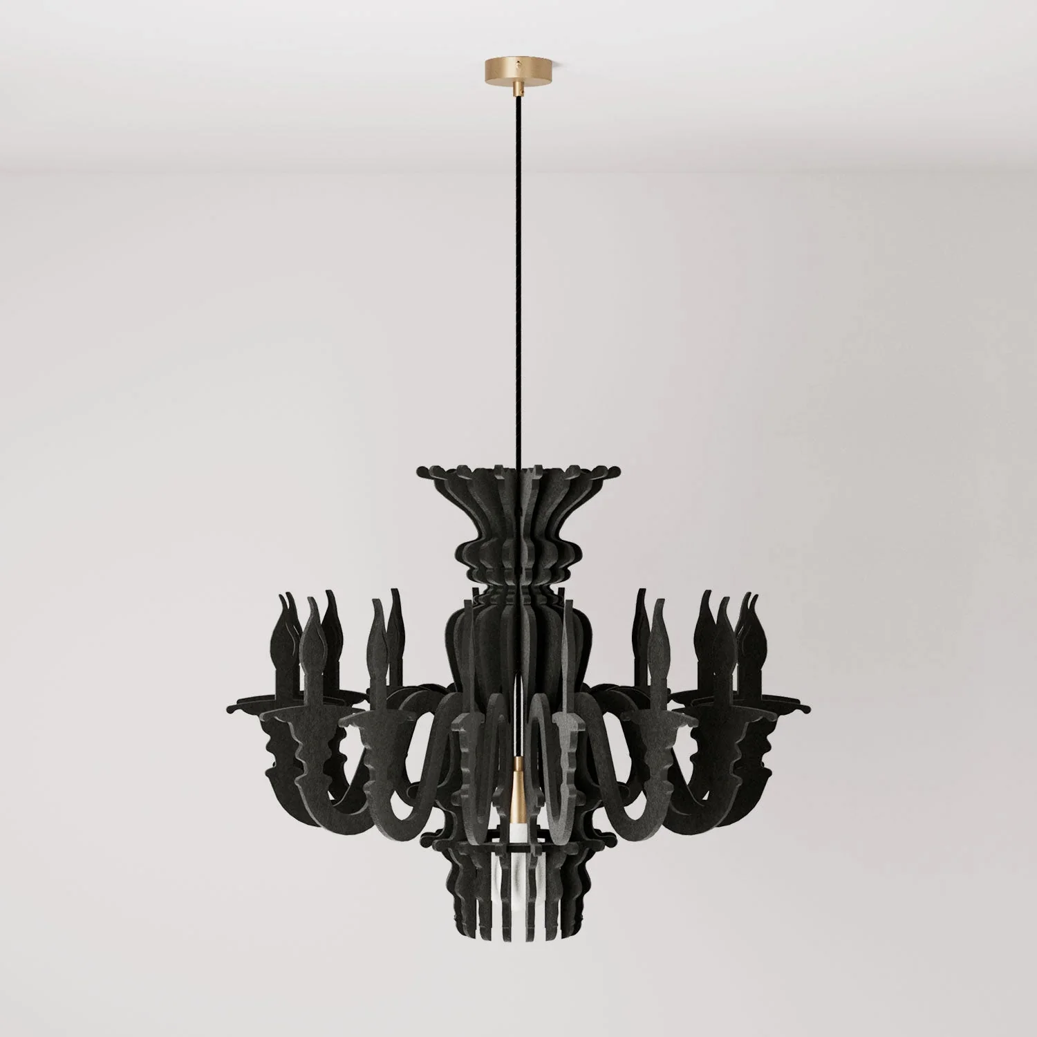 Suspension Lamp with Classic SHHANDELIER Shade in Sound-Absorbing Material - Black Melange - Image 3