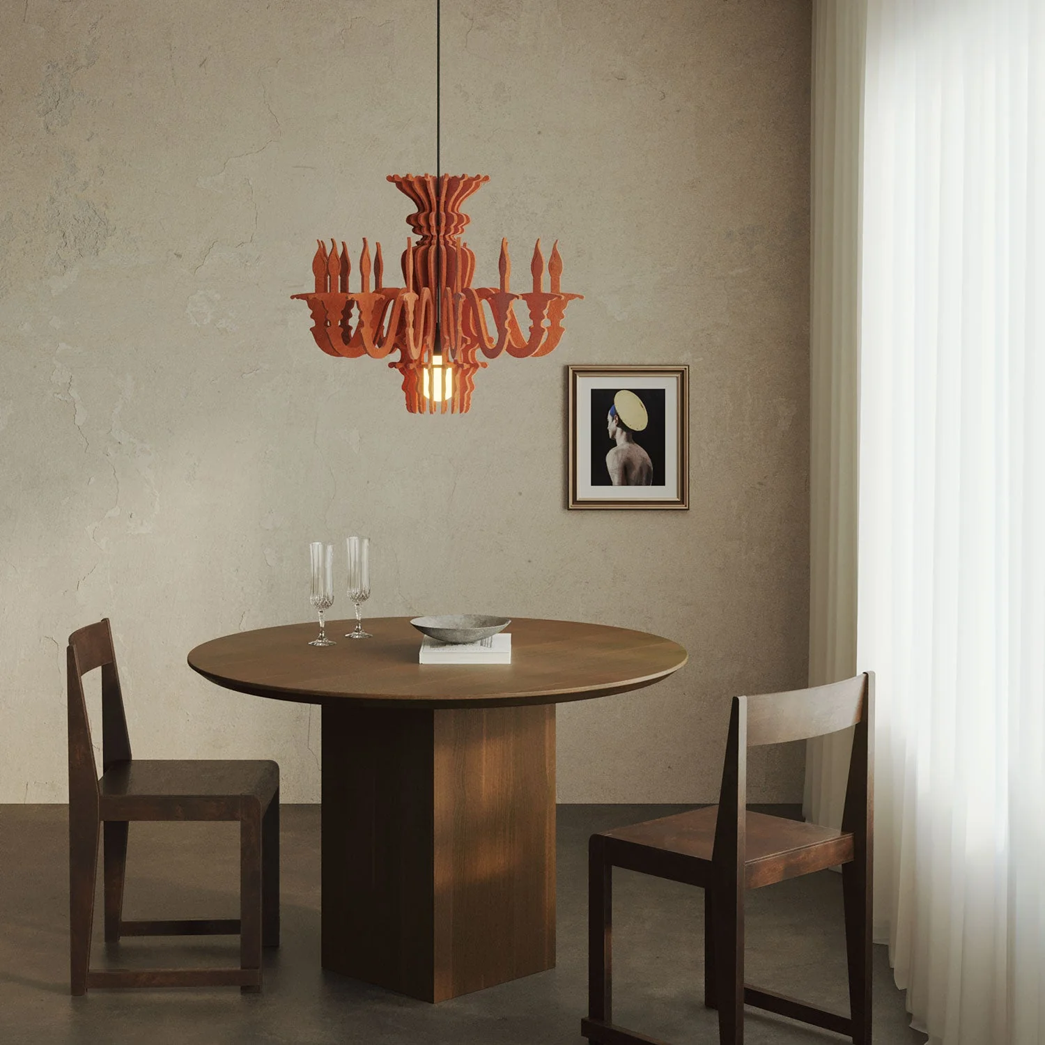 Suspension lamp with classic chandelier-style SHHANDELIER shade made of sound-absorbing material – Orange melange - Image 2