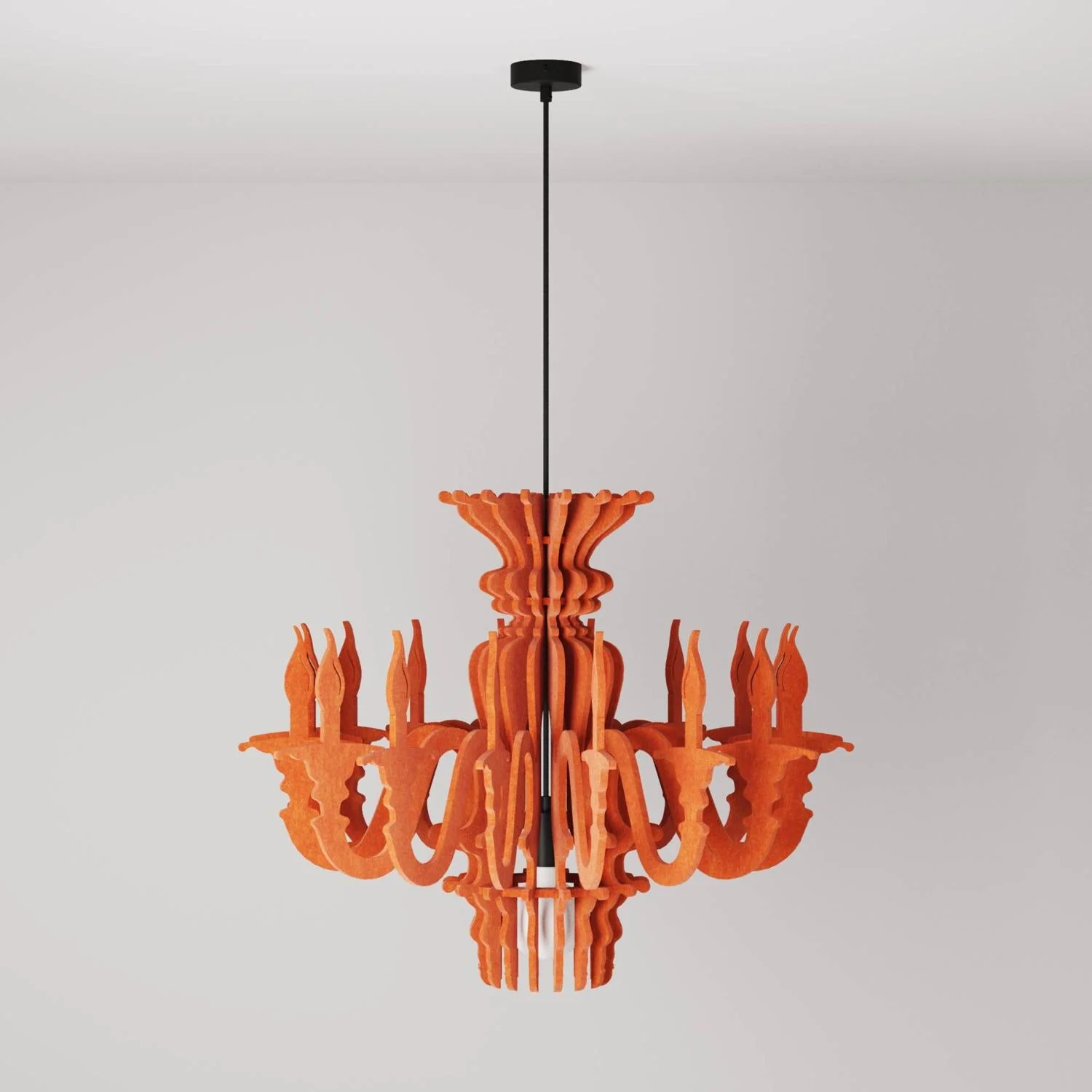 Suspension lamp with classic chandelier-style SHHANDELIER shade made of sound-absorbing material – Orange melange - Image 3