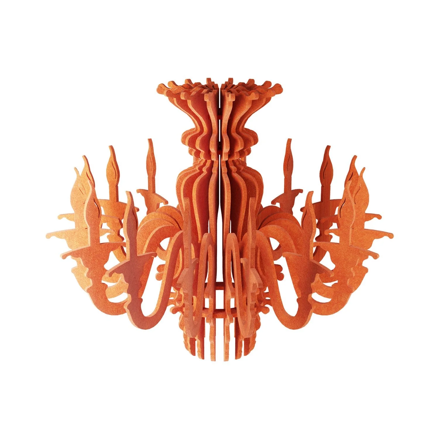 Suspension lamp with classic chandelier-style SHHANDELIER shade made of sound-absorbing material – Orange melange - Image 5