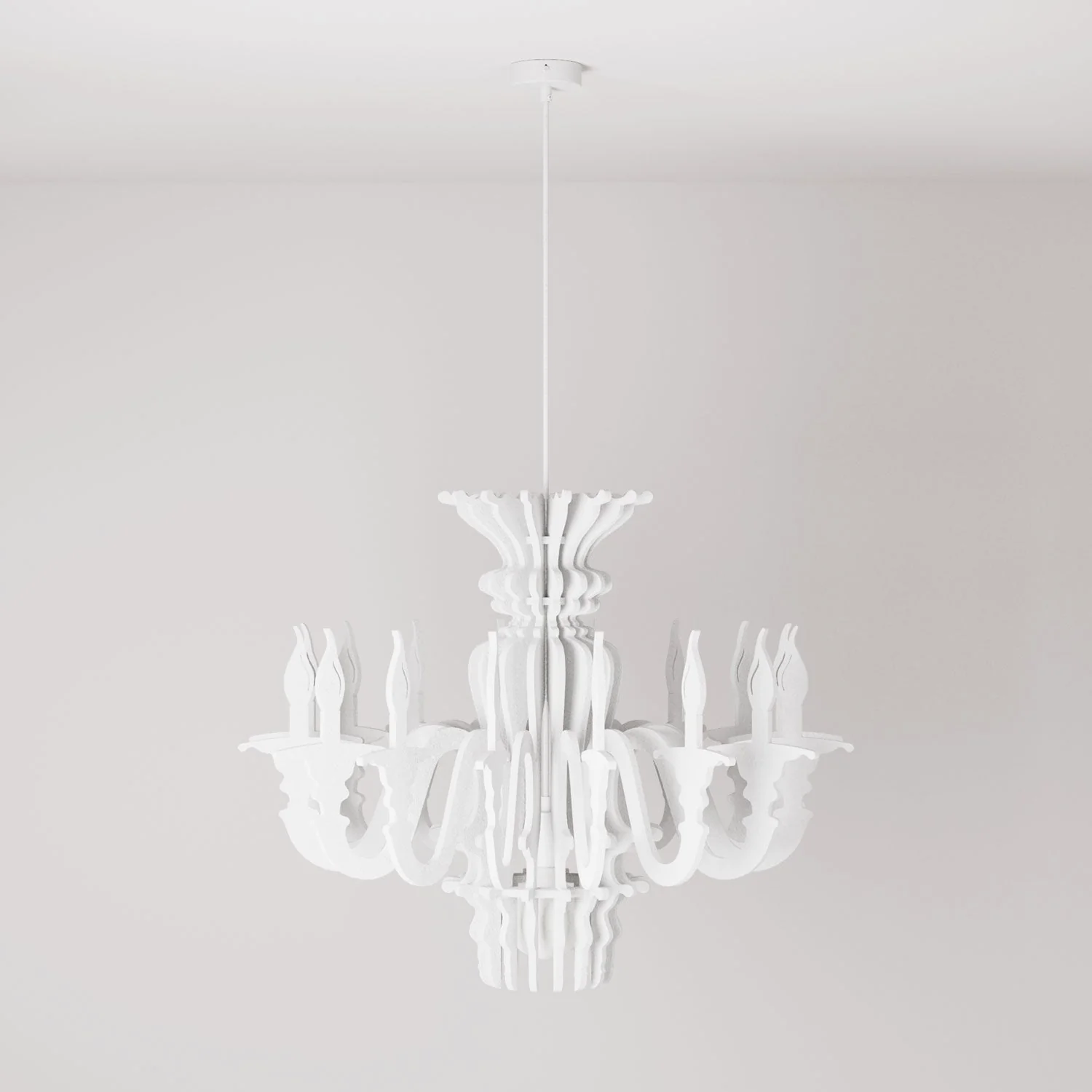 Suspension Lamp with Classic CHANDELIER Shade Made of Sound-Absorbing Material – White Melange - Image 3