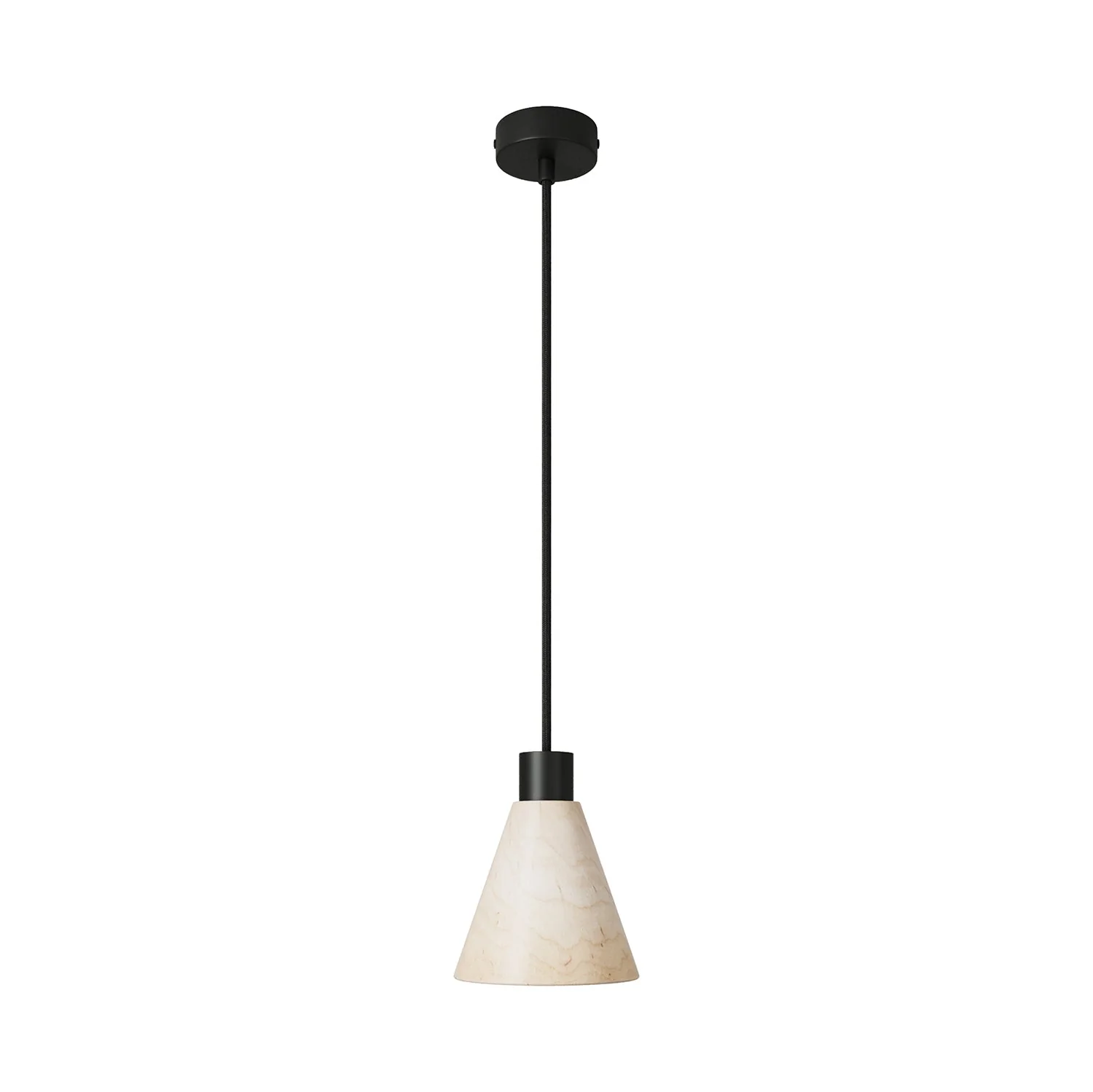 Pendant lamp with conical wooden lampshade - Black