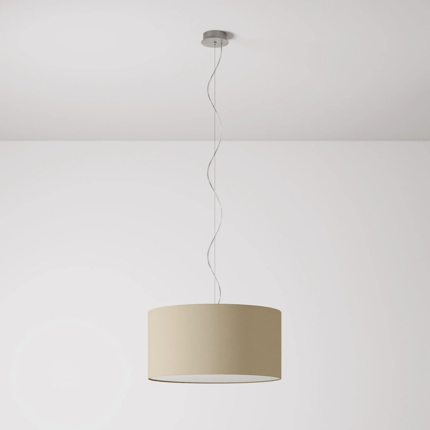 Pendant lamp with Cilindro Medium Arenal taupe fabric lampshade - Made in Italy - Image 7