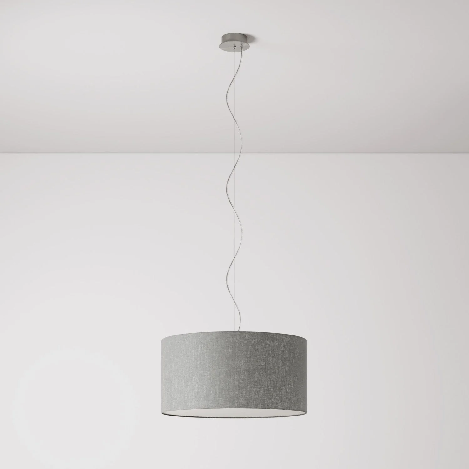 Pendant lamp with fabric lampshade Cilindro Medium Camelot light grey - Made in Italy - Image 7