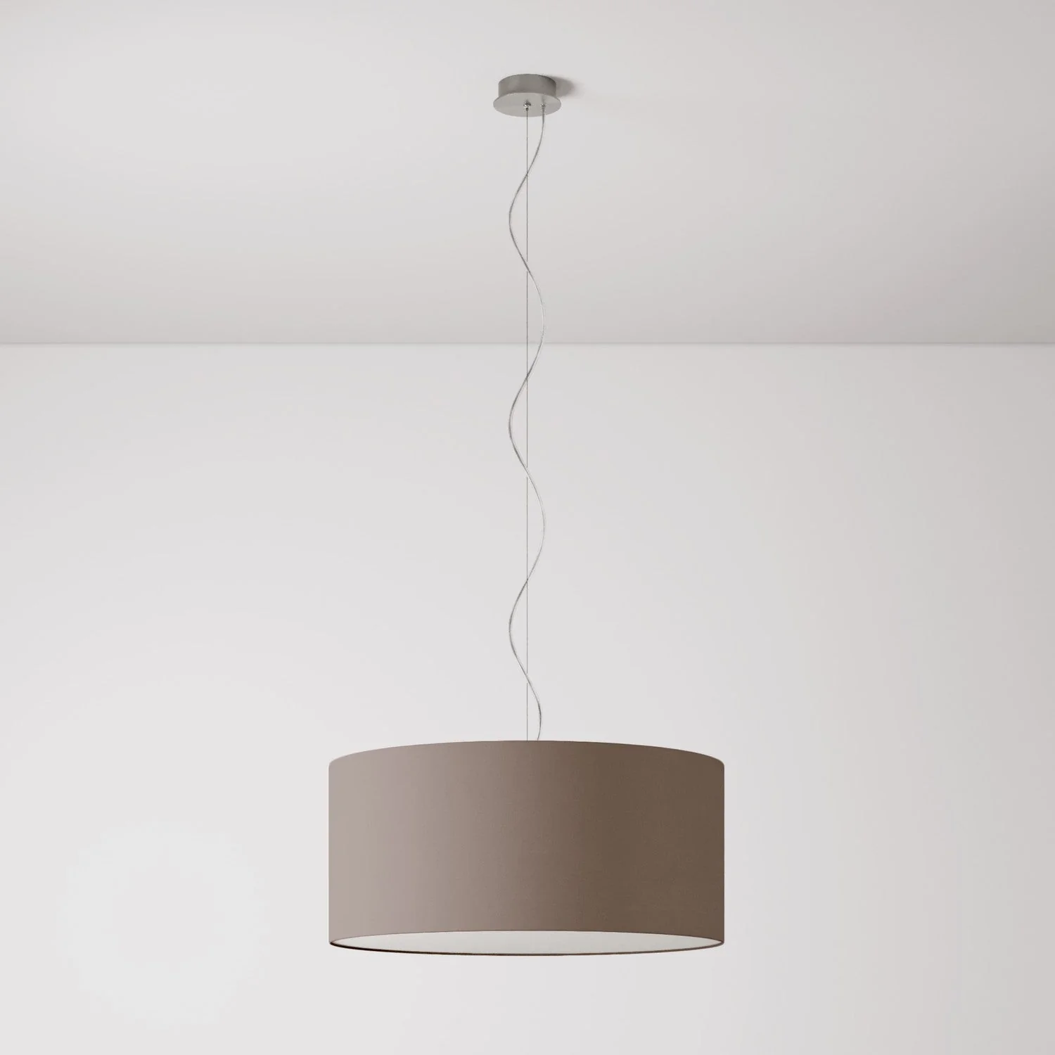 Pendant lamp with Cilindro Large fabric Lampshade - Made in Italy - Arenal Ash - Image 7