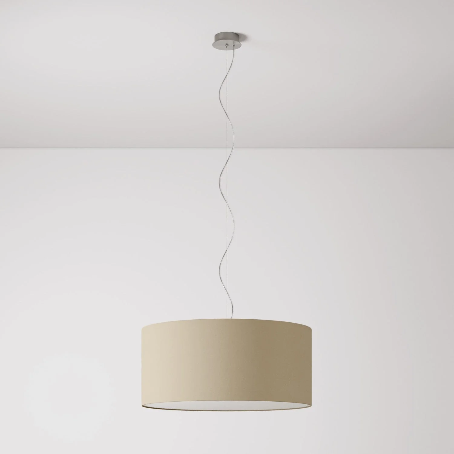 Pendant lamp with Large Cylinder fabric lampshade - Made in Italy - Arenal Tortora - Image 7
