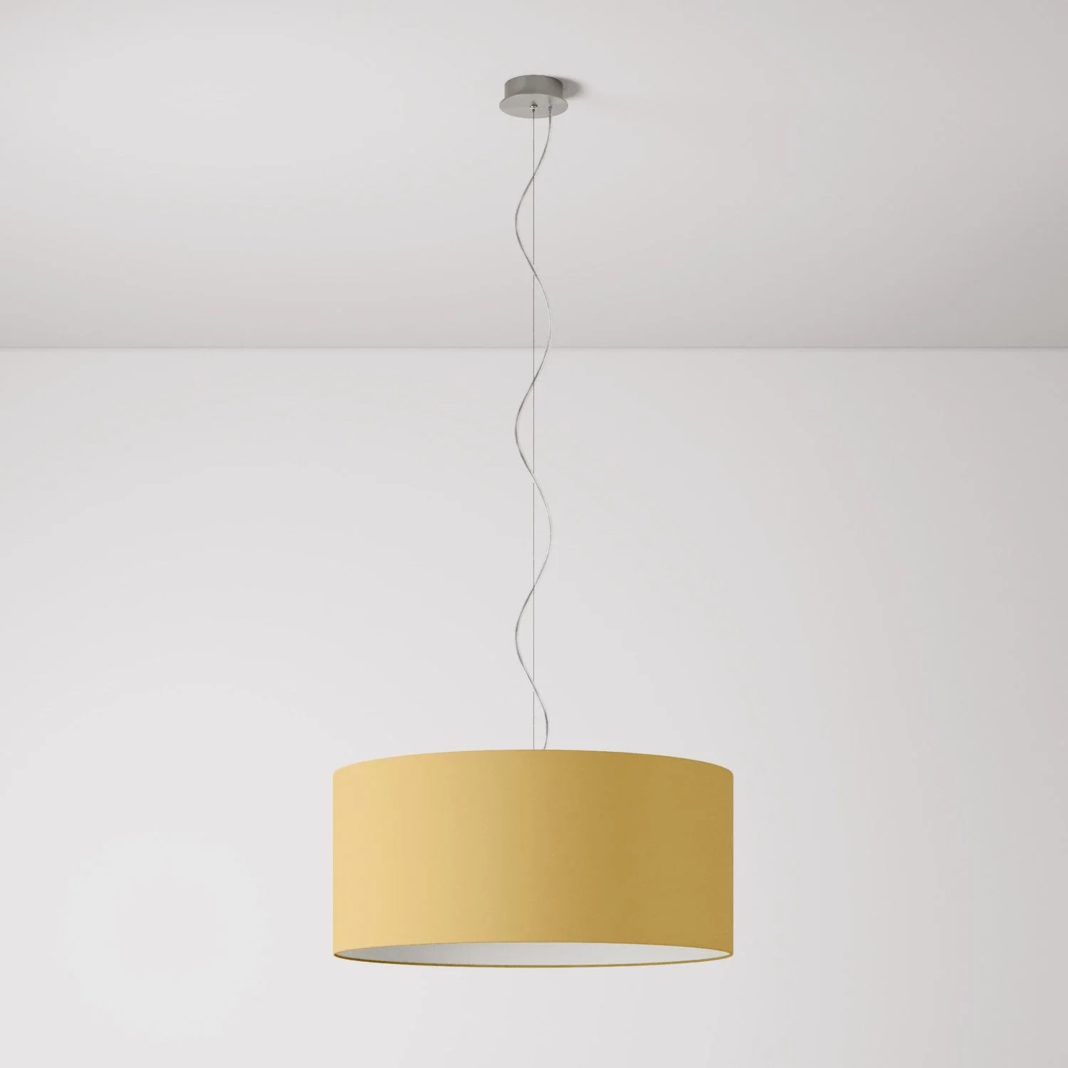 Pendant lamp with Cilindro Large fabric Lampshade - Made in Italy - Arenal Gold