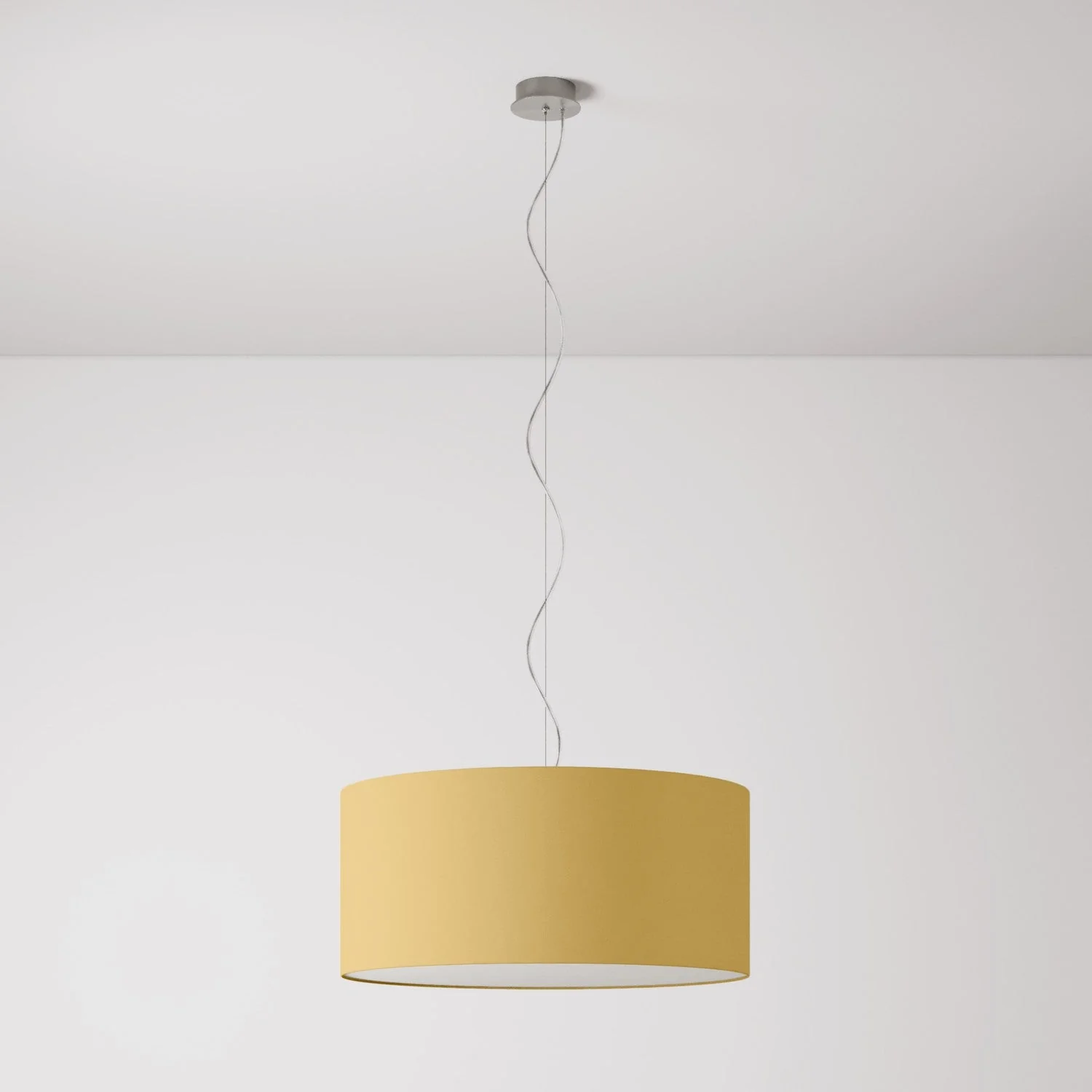 Pendant lamp with Cilindro Large fabric Lampshade - Made in Italy - Arenal Gold - Image 7