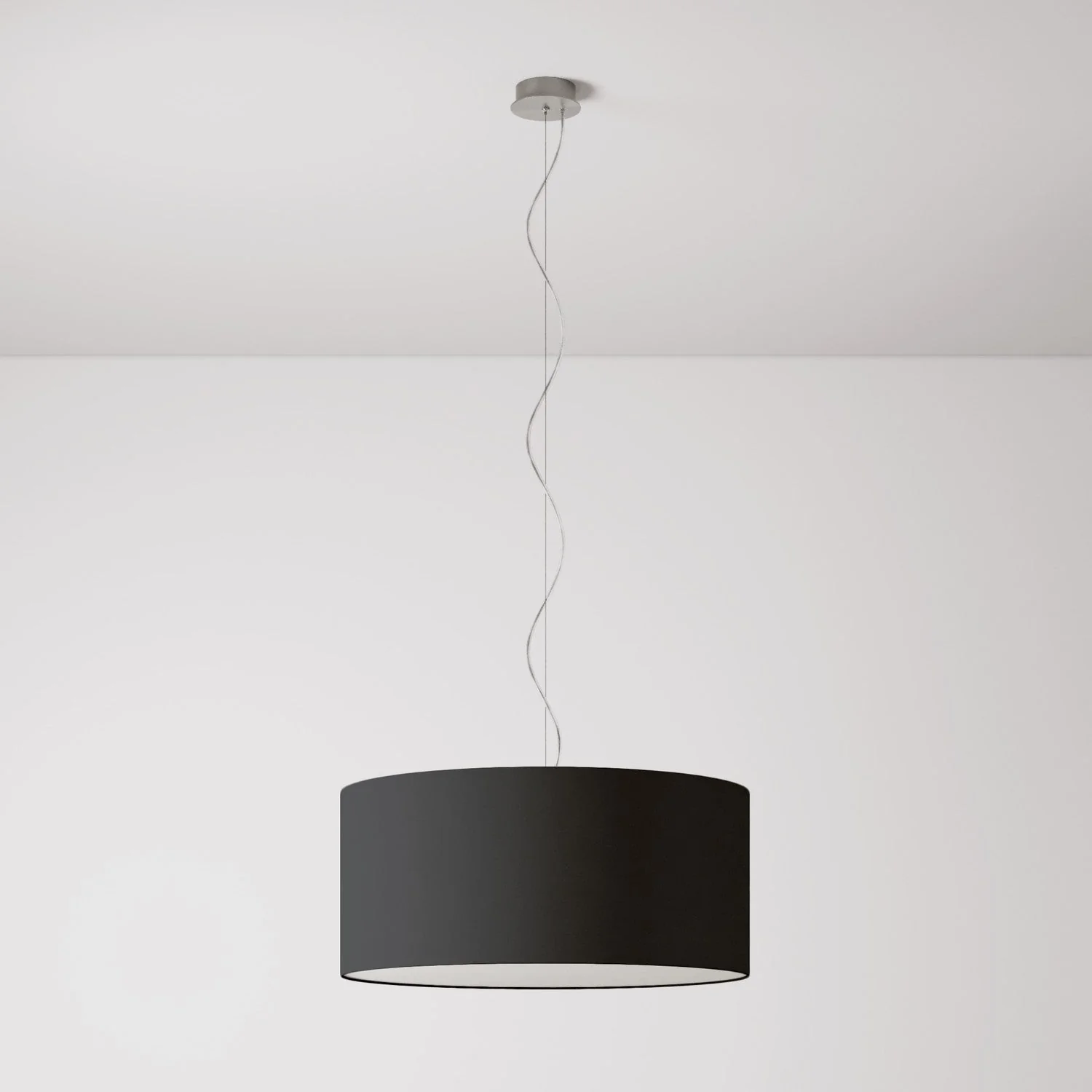 Pendant lamp with fabric lampshade Cylinder Large - Made in Italy - Teletta Anthracite - Image 7