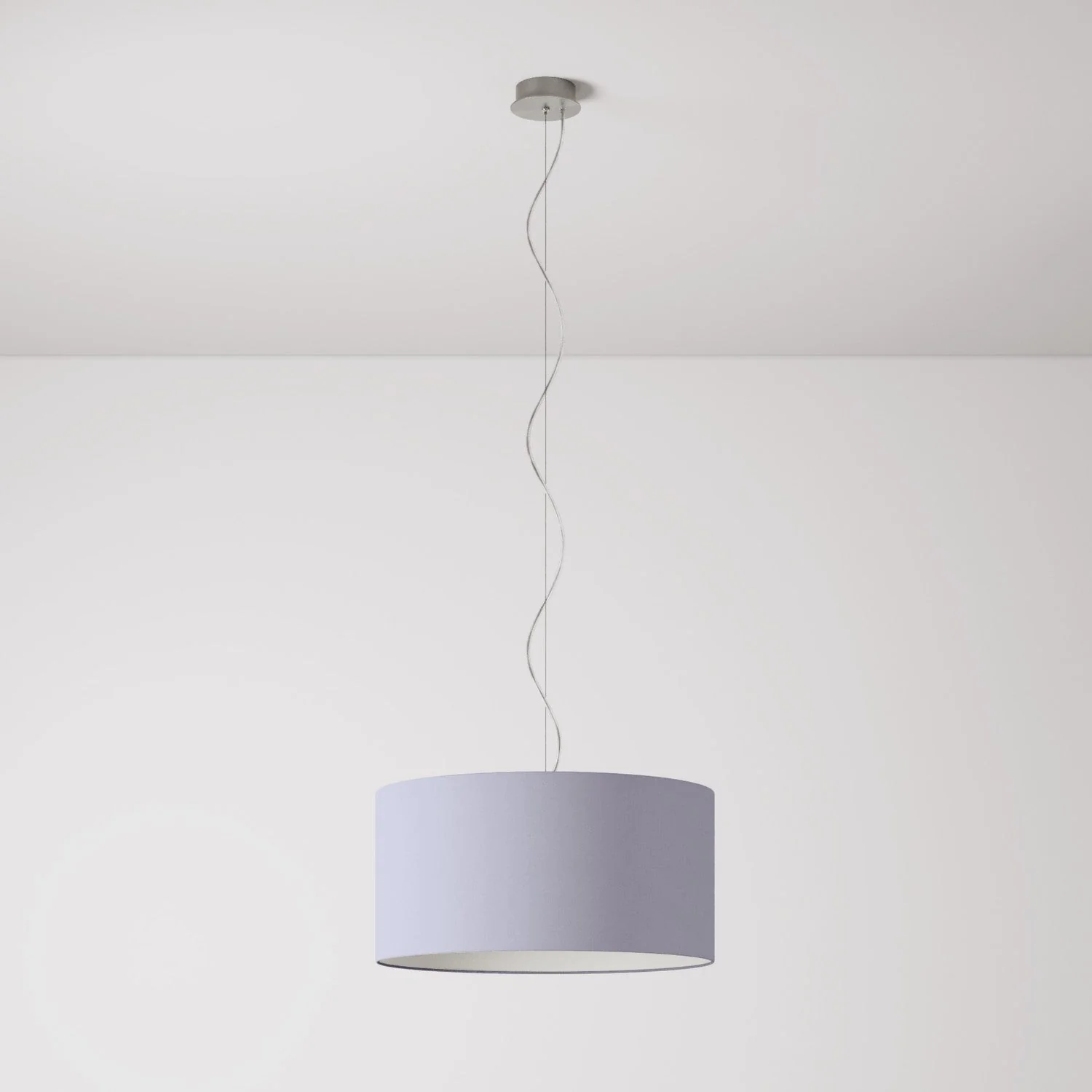 Pendant lamp with fabric Lampshade Cylinder Medium - Made in Italy - Lilac Teletta