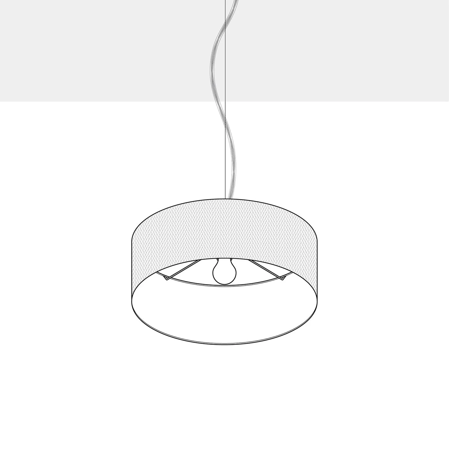 Pendant lamp with Camelot brown fabric Cylinder Small lampshade - Made in Italy - Image 4