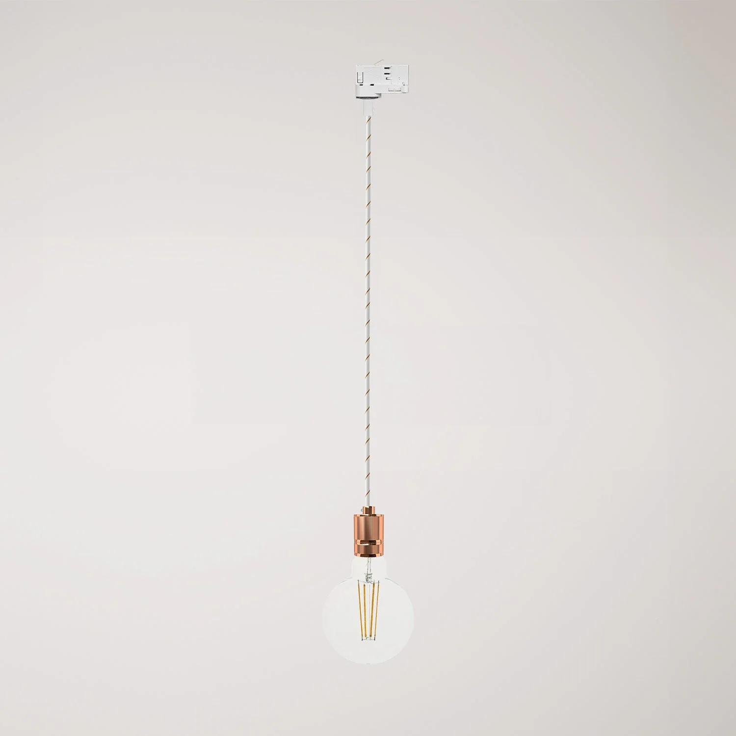 Pendant lamp with knurled aluminium lamp holder for track systems - Copper