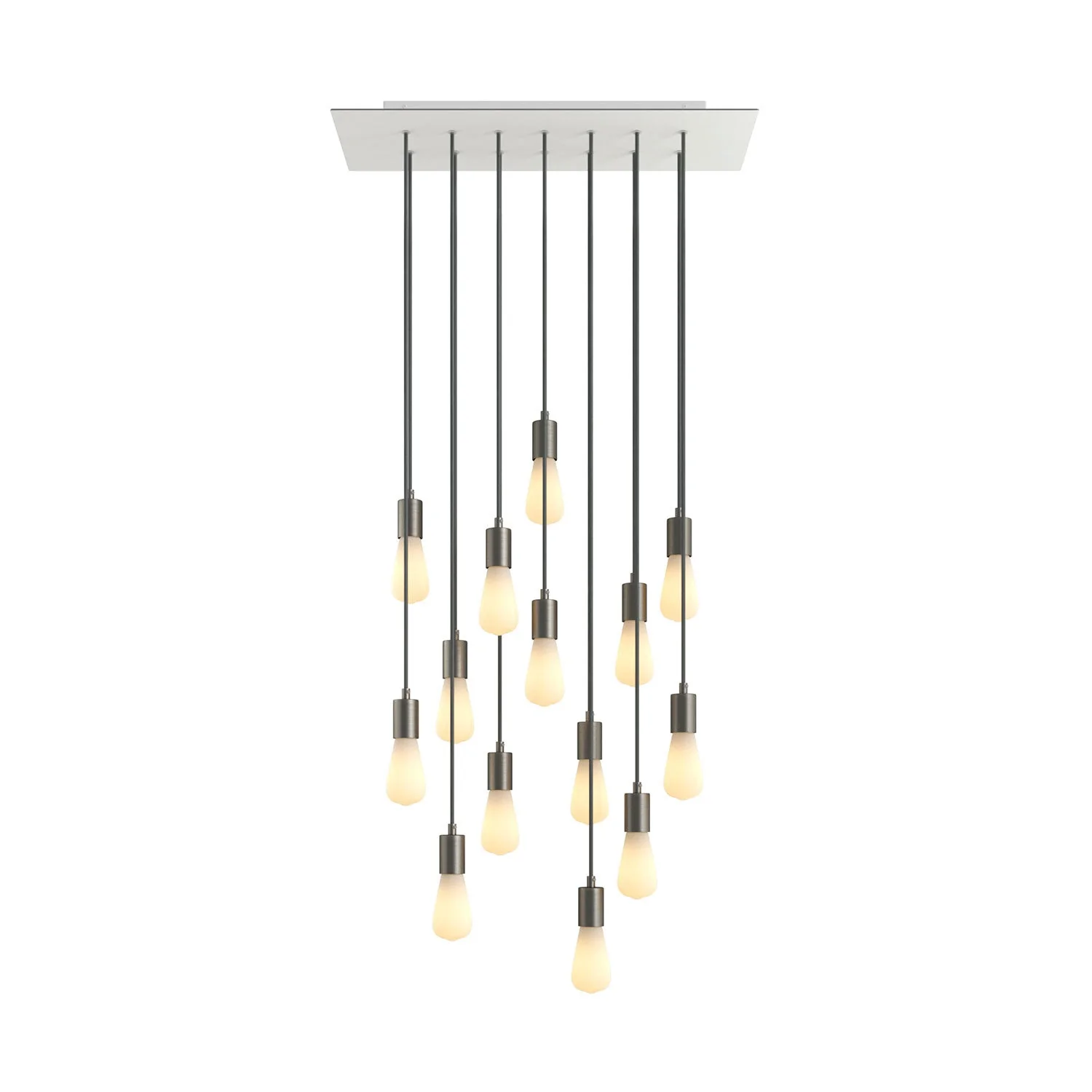 Suspension lamp with 14 drops and XXL rectangular Rose-One 675 mm with metal finishes - Matt white
