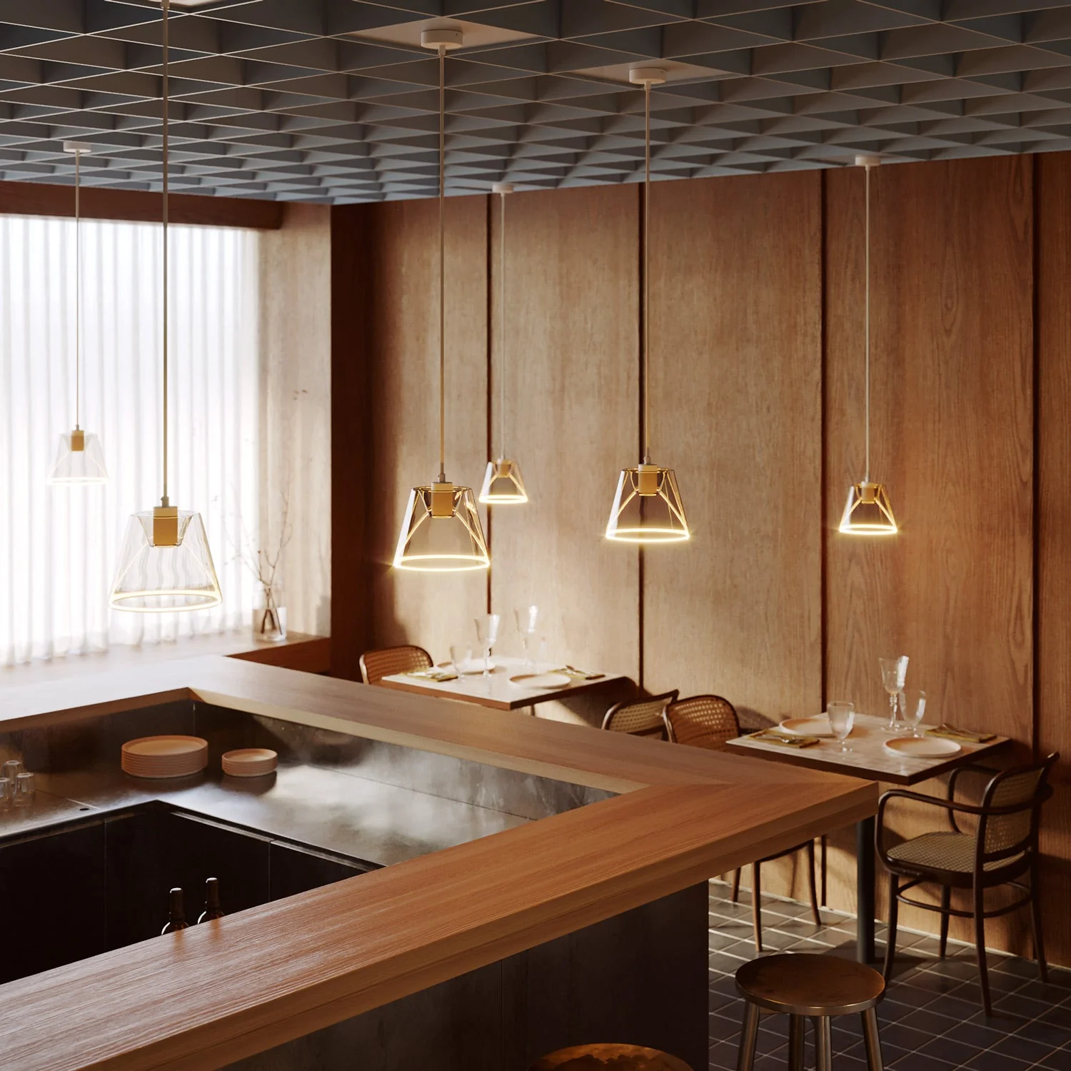 Pendant lamp with Ghost cone-shaped smoky light bulb - White - Image 2