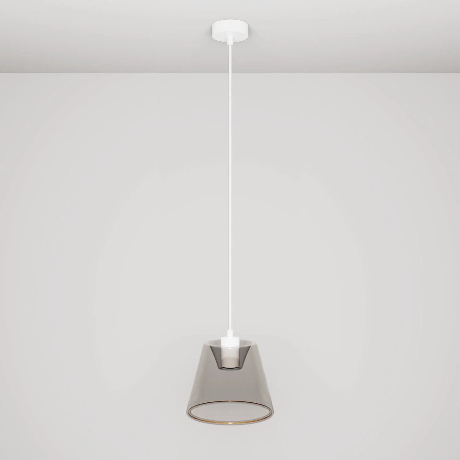 Pendant lamp with Ghost cone-shaped smoky light bulb - White - Image 3