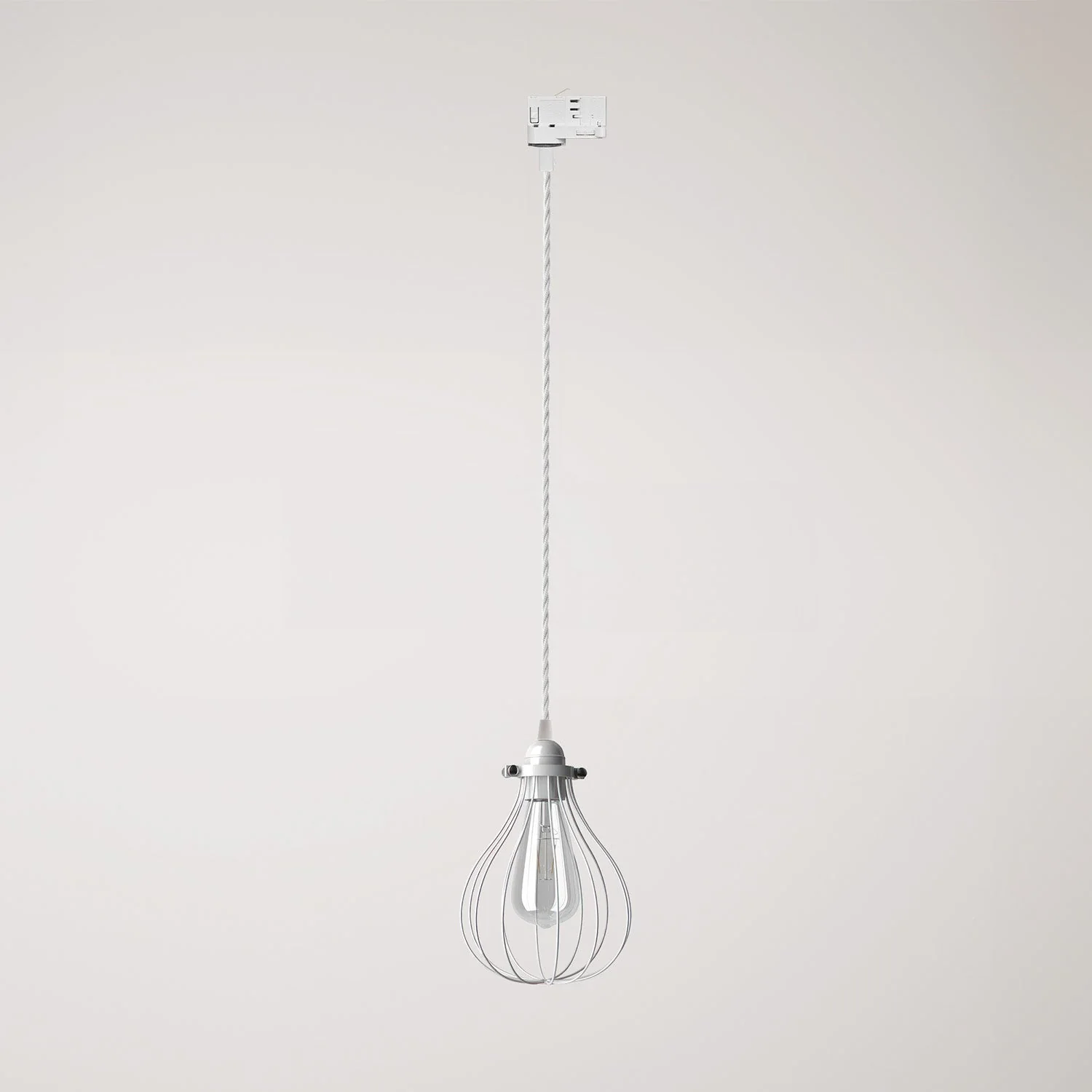 Pendant with Drop cage lampshade for tracks - White