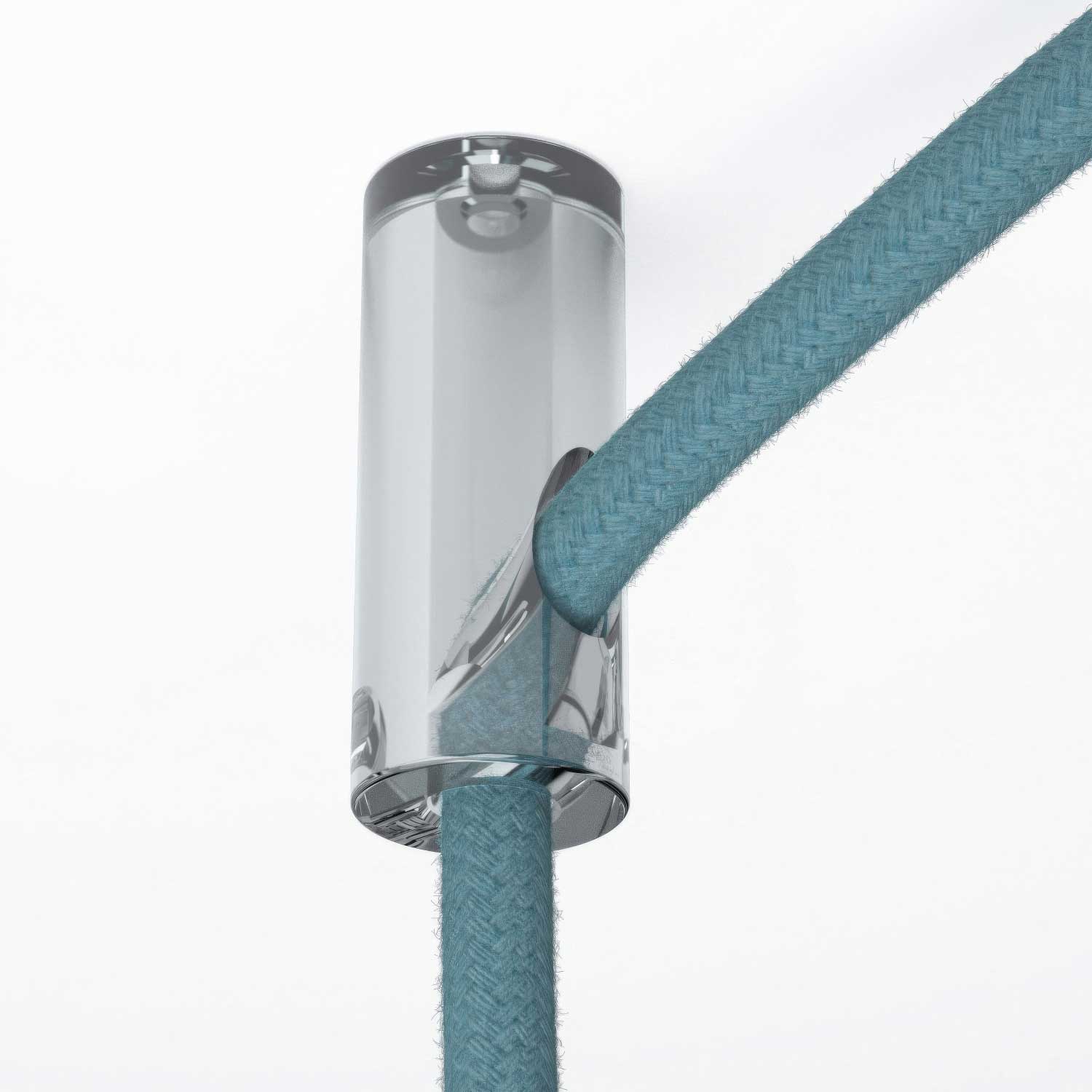 Cable decentraliser, ceiling hook for fabric electric cable with stopper – Transparent