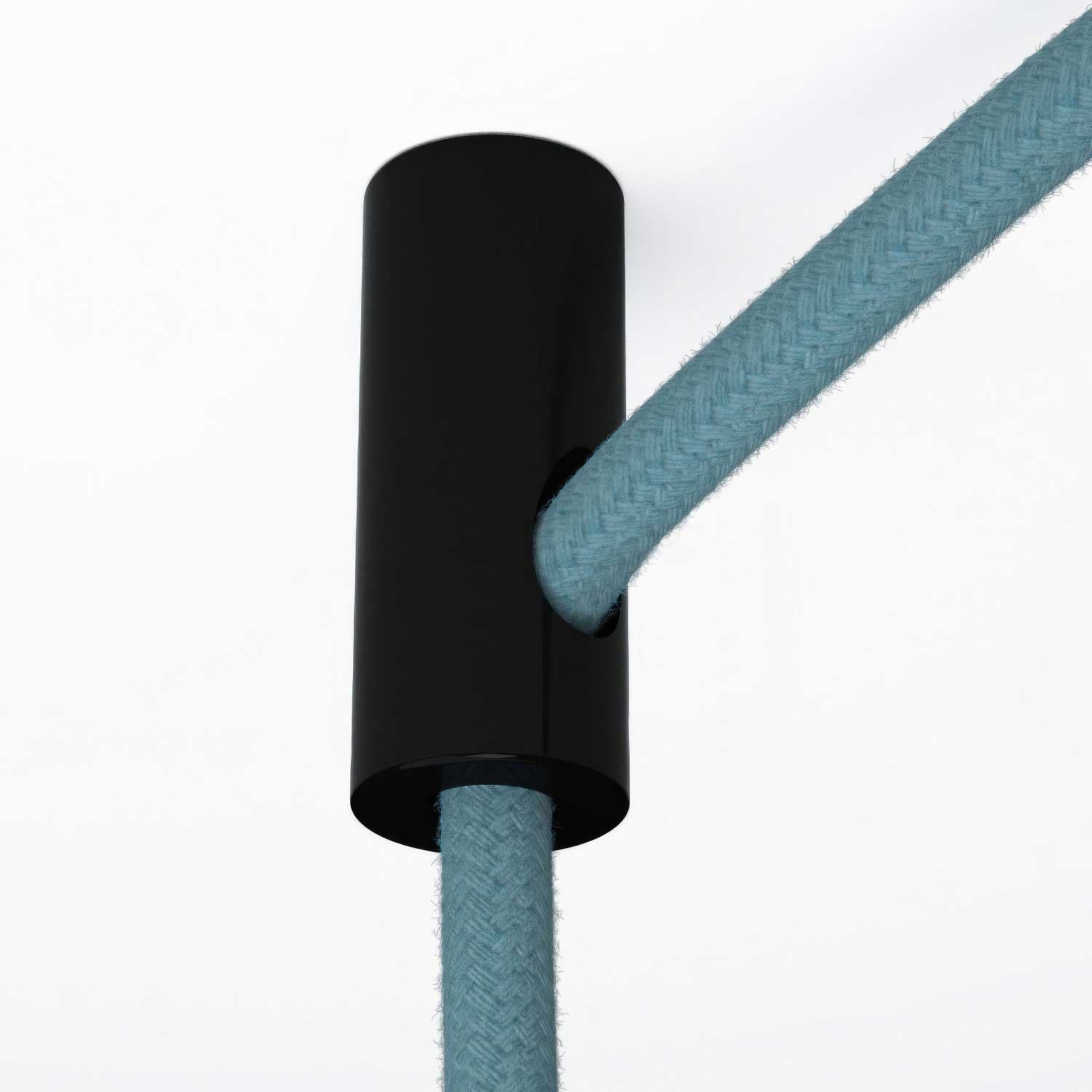 Cable decentraliser, ceiling hook for textile cable with stopper - Black
