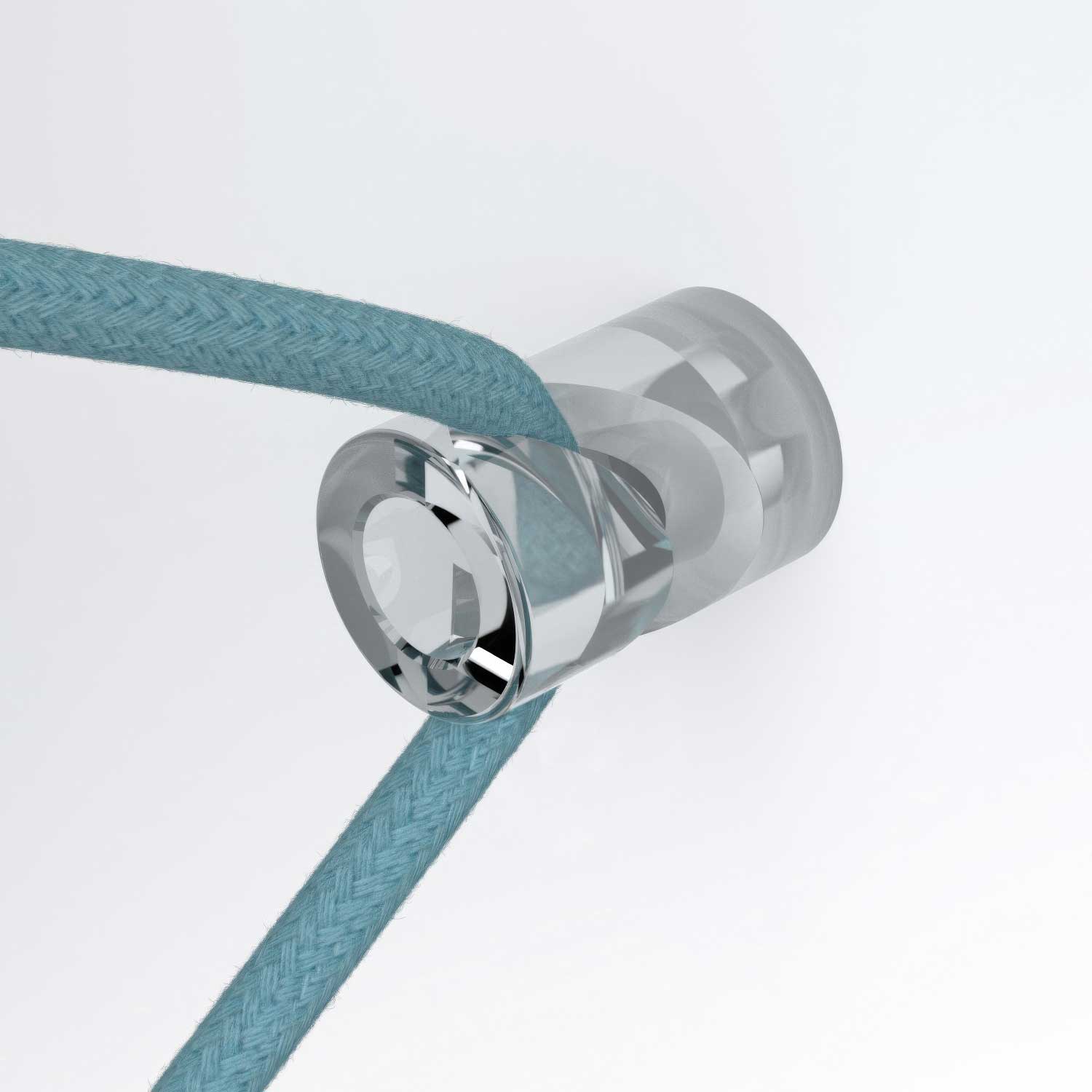 Cable decentraliser, 'V' hook for ceiling or wall for fabric electric cable - Transparent