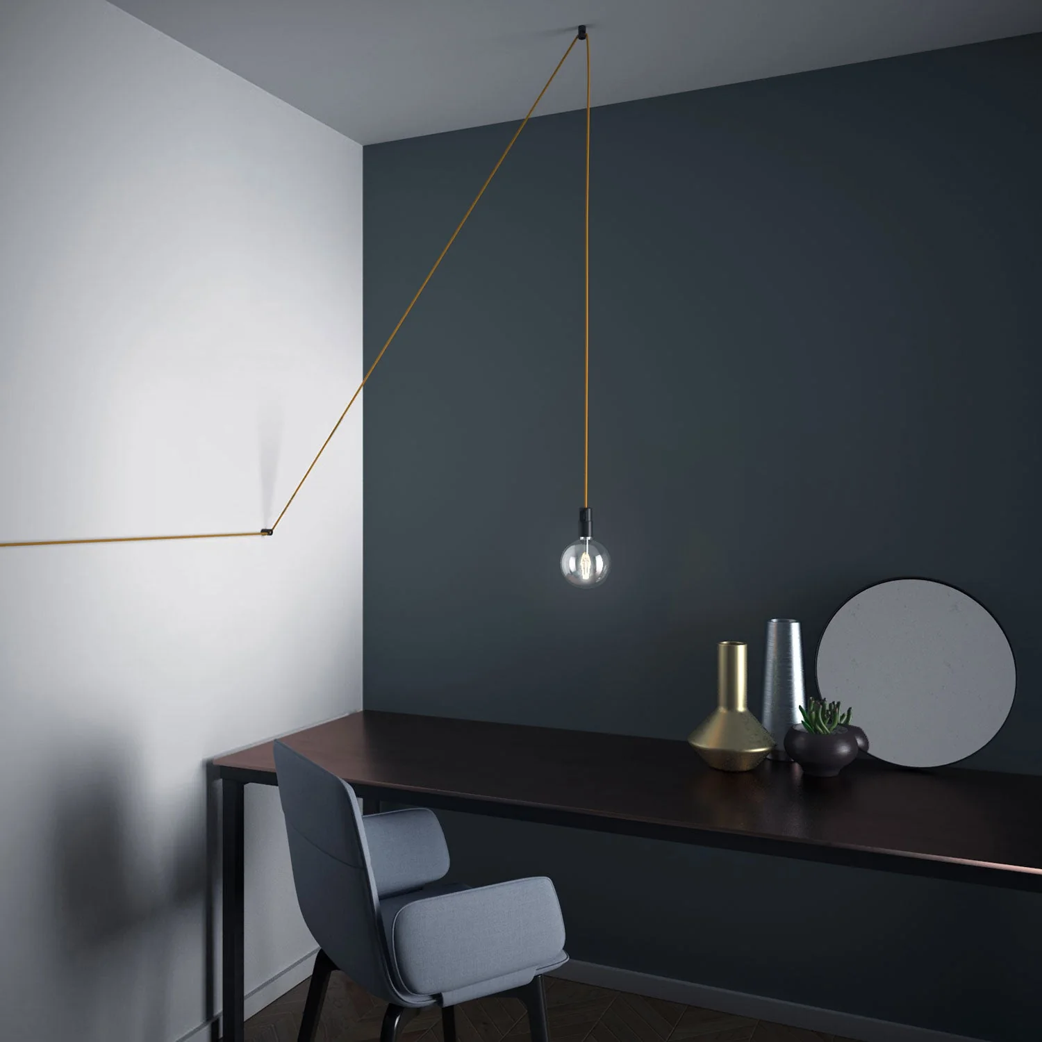 Cable decentraliser, 'V' hook for ceiling or wall for fabric cable - Black - Image 2