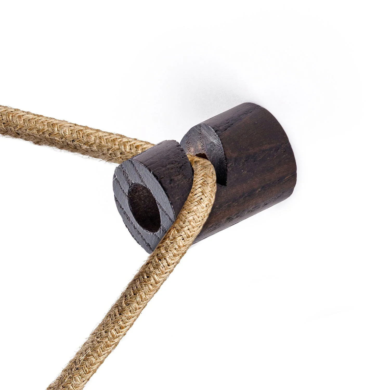 Cable decentraliser, “V” hook for ceiling or wall in wood for textile cable - Wengé effect