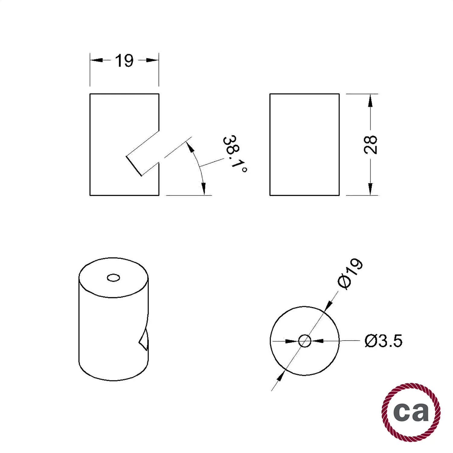 Cable decentraliser, “V” hook for ceiling or wall in wood for textile cable - Wengé effect - Image 5