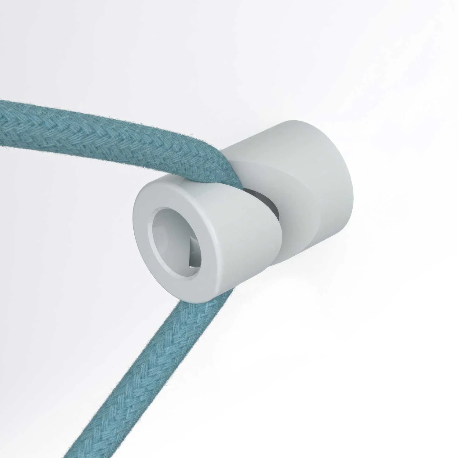 Cable decentraliser, 'V' hook for ceiling or wall for fabric electric cable - White