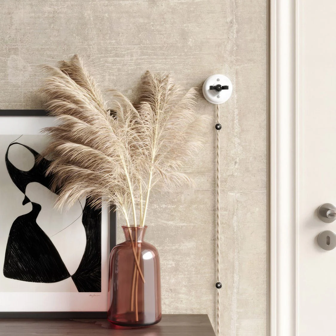 Switch/Two-way switch in white porcelain with butterfly nut - Image 11